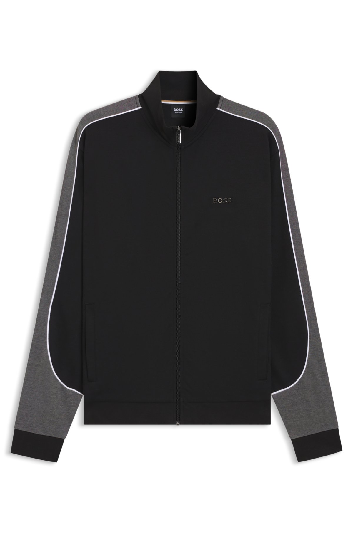 Jaqueta zip-up com detalhes em contraste em mistura de algodão