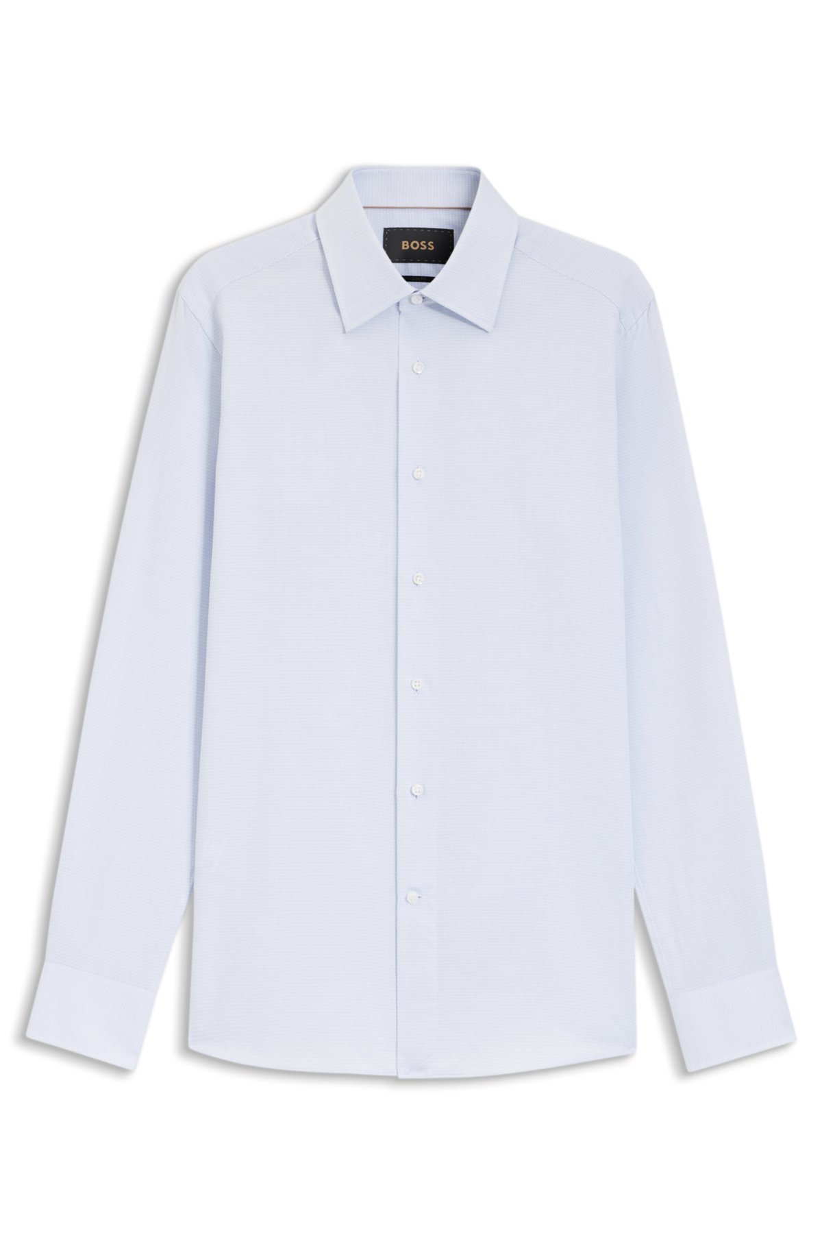 Camisa slim-fit em algodão estruturado feito na Itália