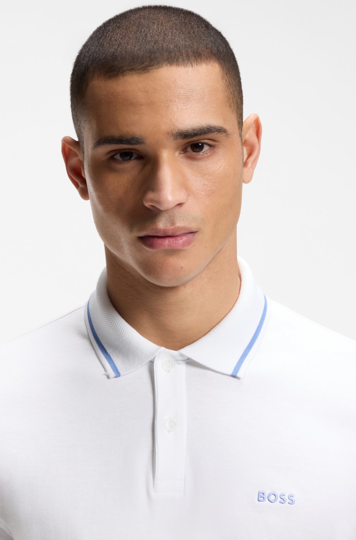 Camiseta polo slim-fit de algodão em malha