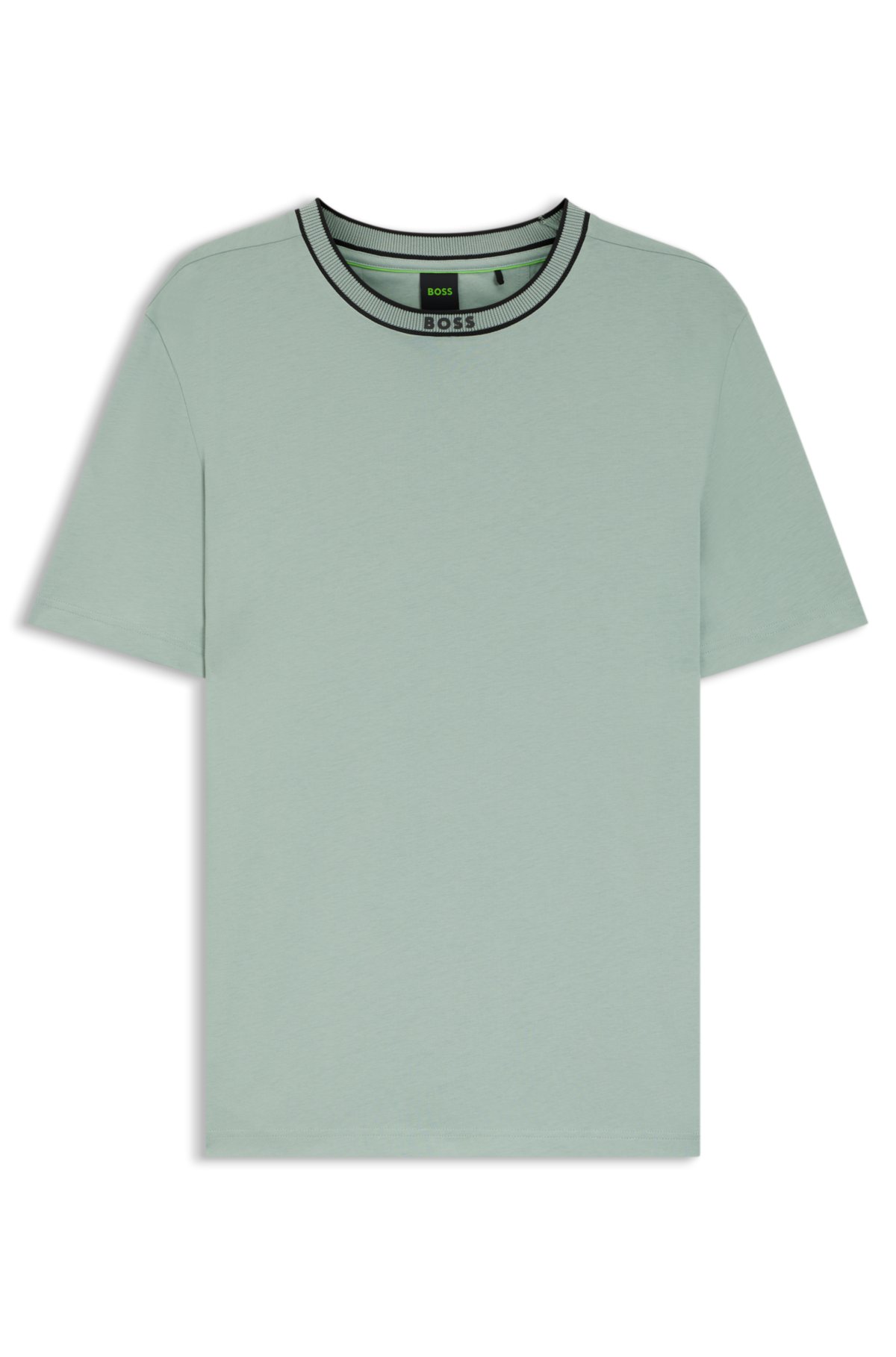 Camiseta de algodão com logotipo gola careca