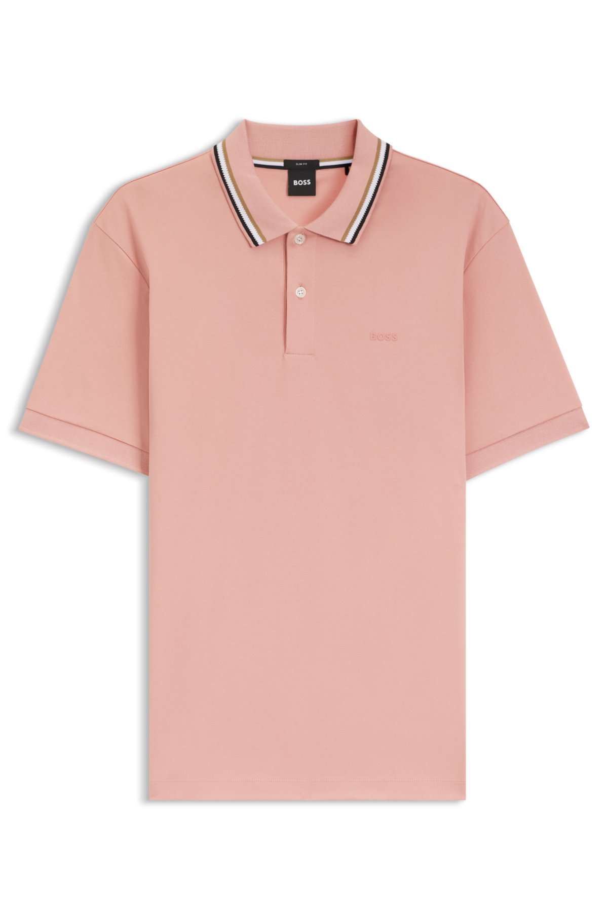 Camiseta polo slim-fit listrada em algodão com logotipo