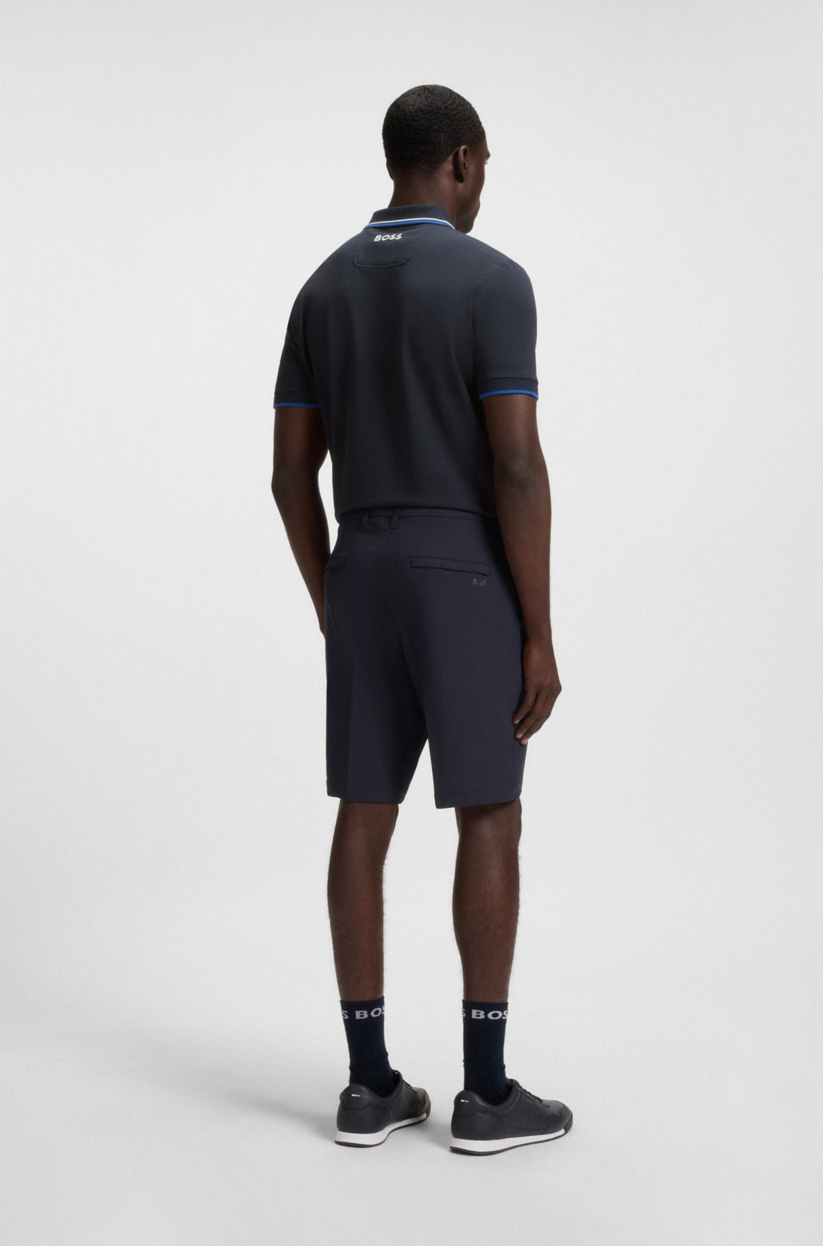 Camisola masculina de piqué elástico e de secagem rápida, modelo regular