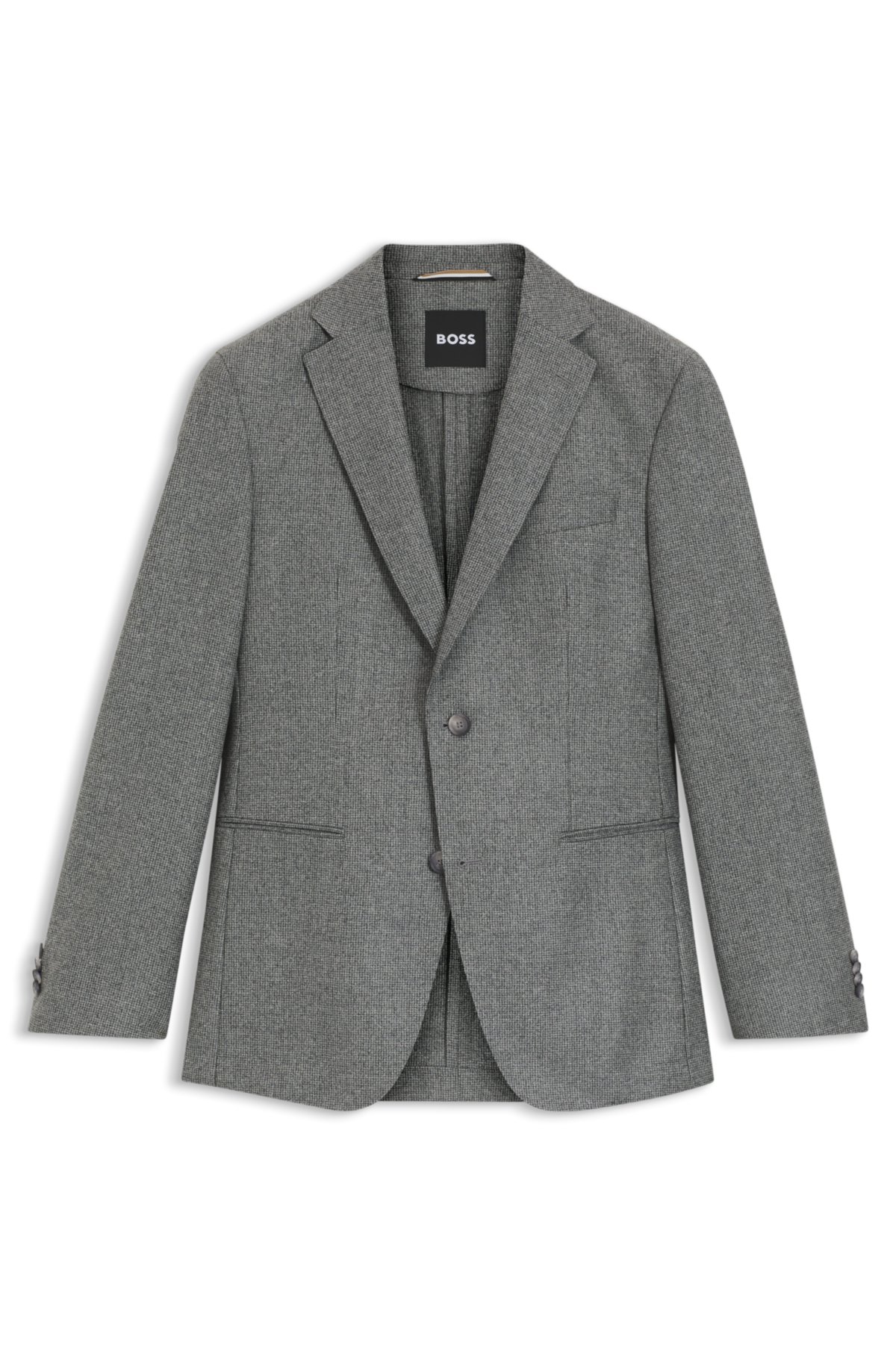 Jaqueta slim-fit com padrão micro em lã virgem