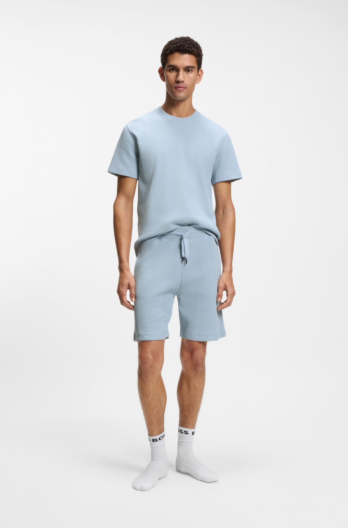 Bermudas de algodão com textura waffle
