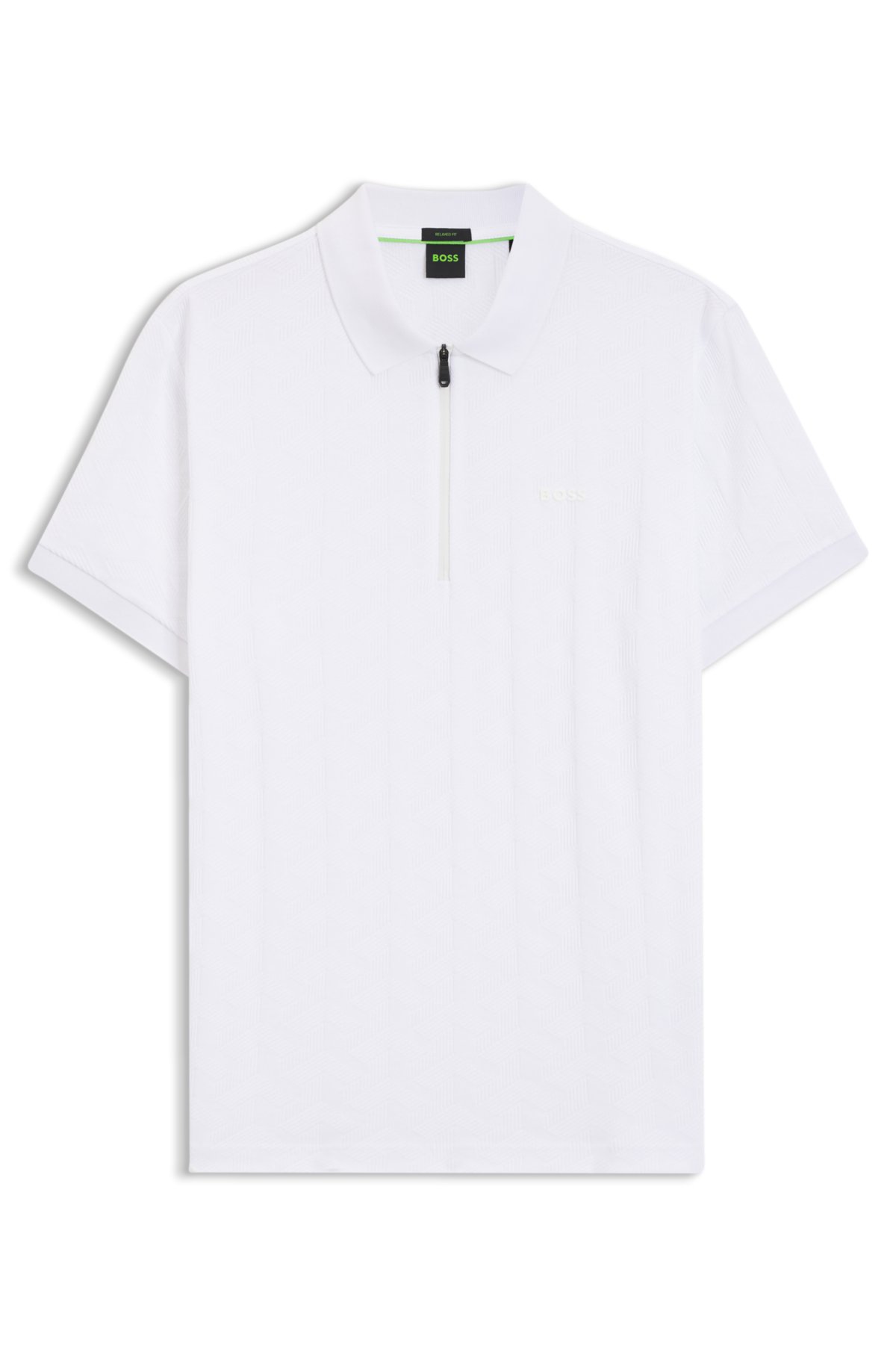 Camiseta polo com estampa jacquard em algodão mercerizado