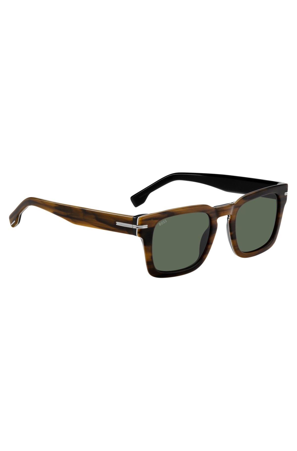 Óculos de sol em acetato com padrão e detalhes prateados