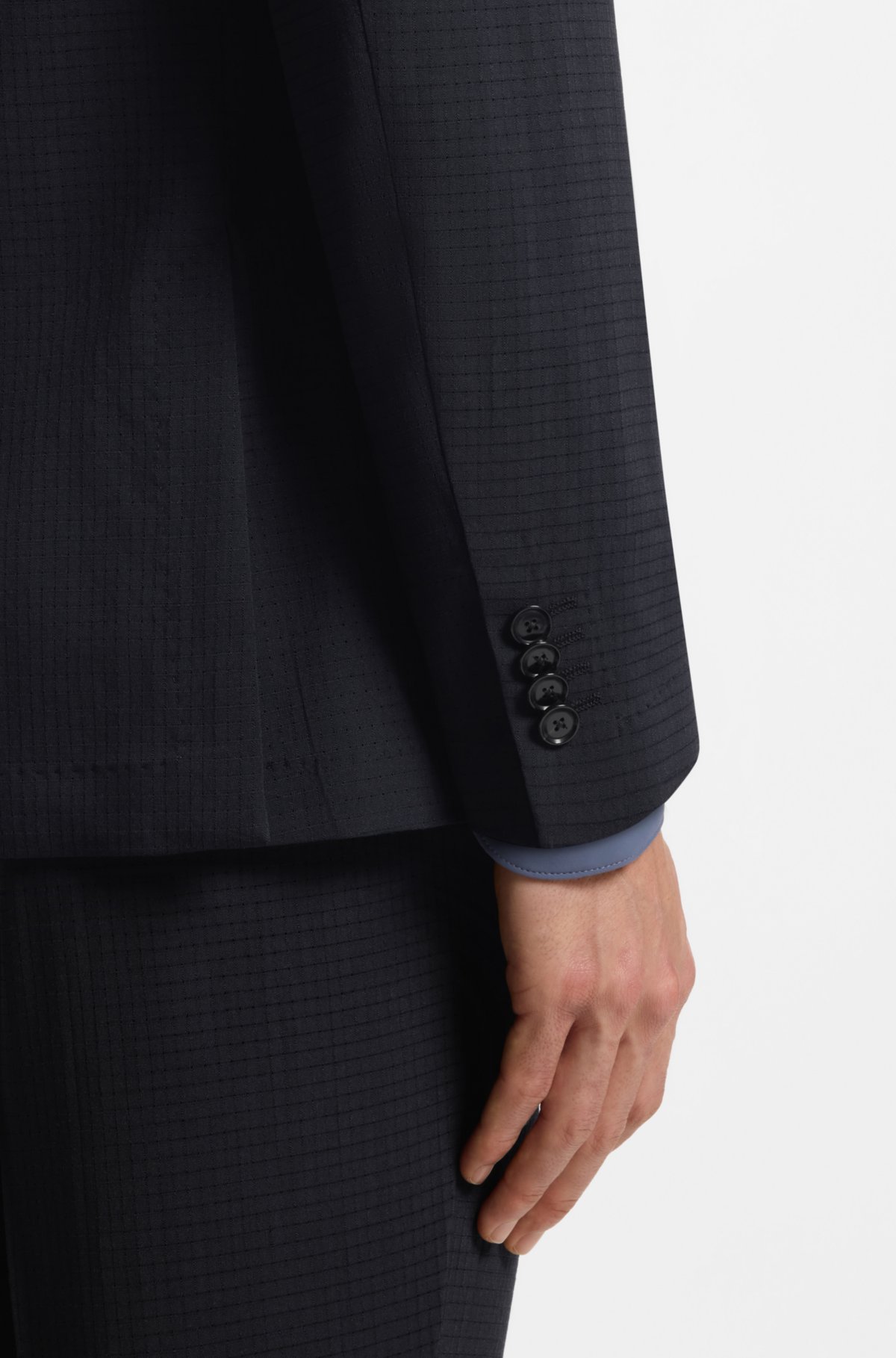 Jaqueta slim-fit com estampa em mistura de lã