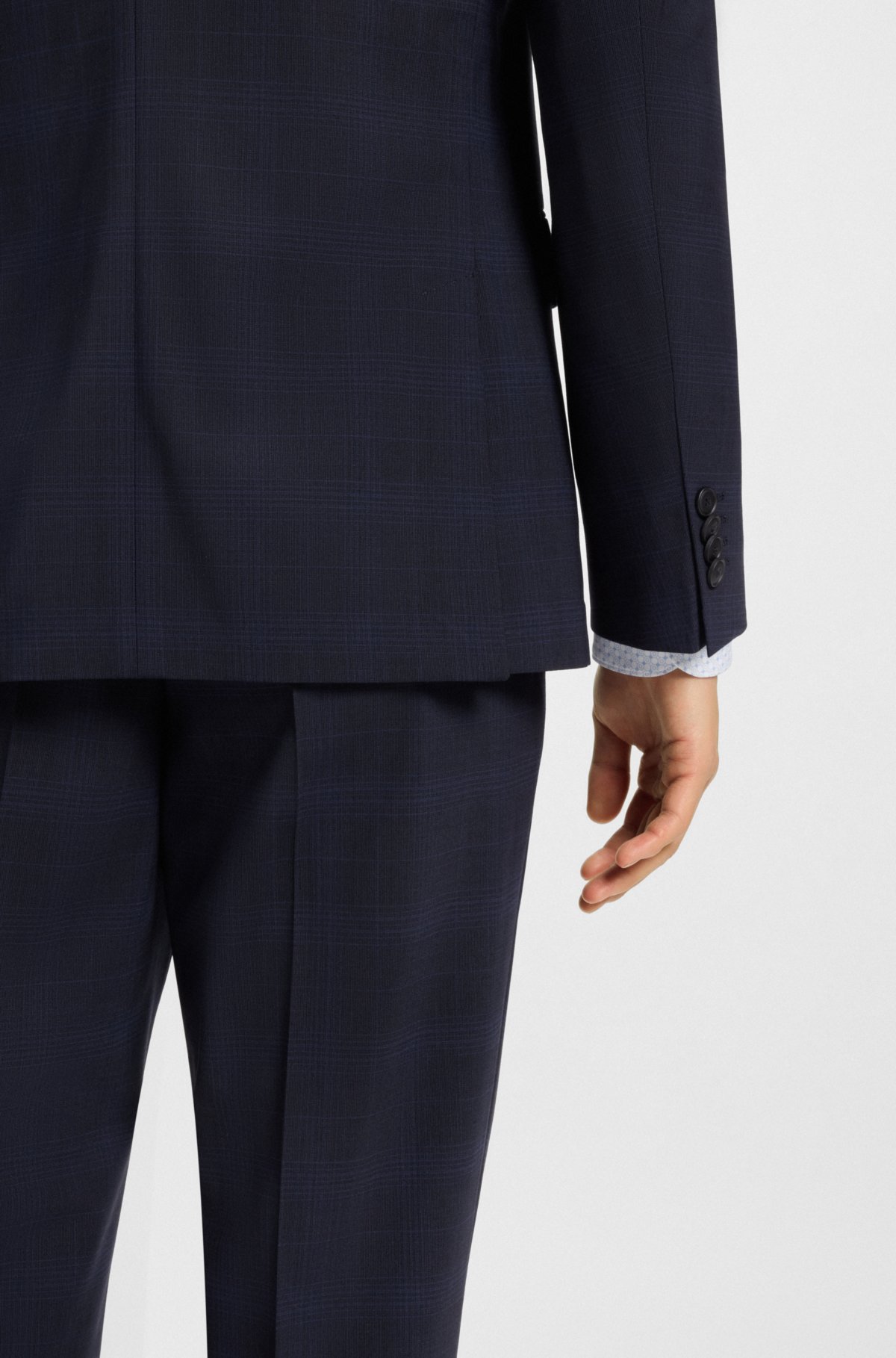 Terno slim-fit listrado em lã com elastano