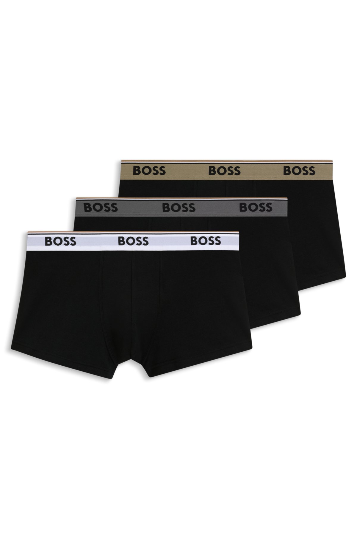 Conjunto de três cuecas de algodão elástico com cintas com logotipo