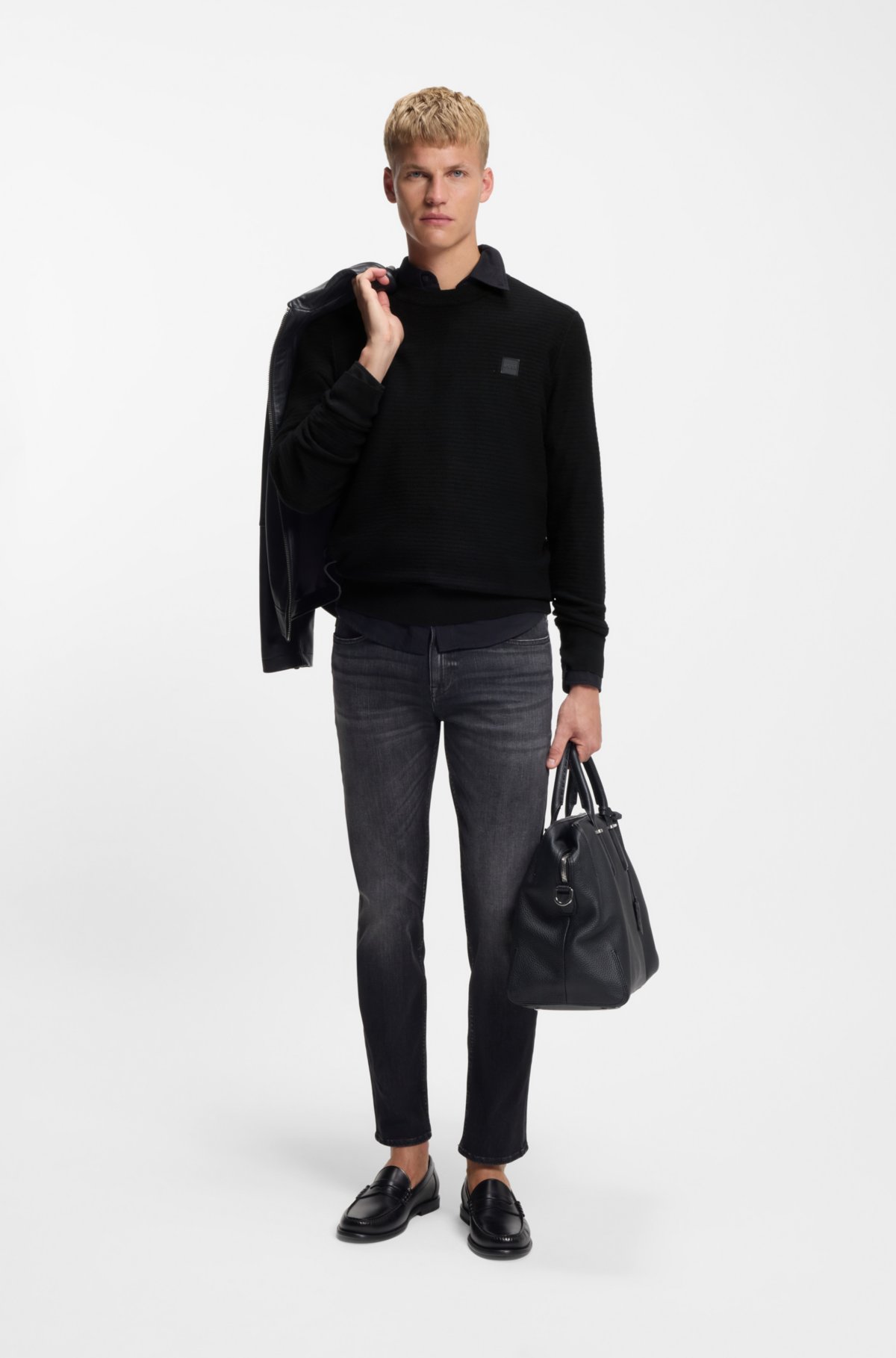 Suéter de algodão e cashmere com patch de logotipo