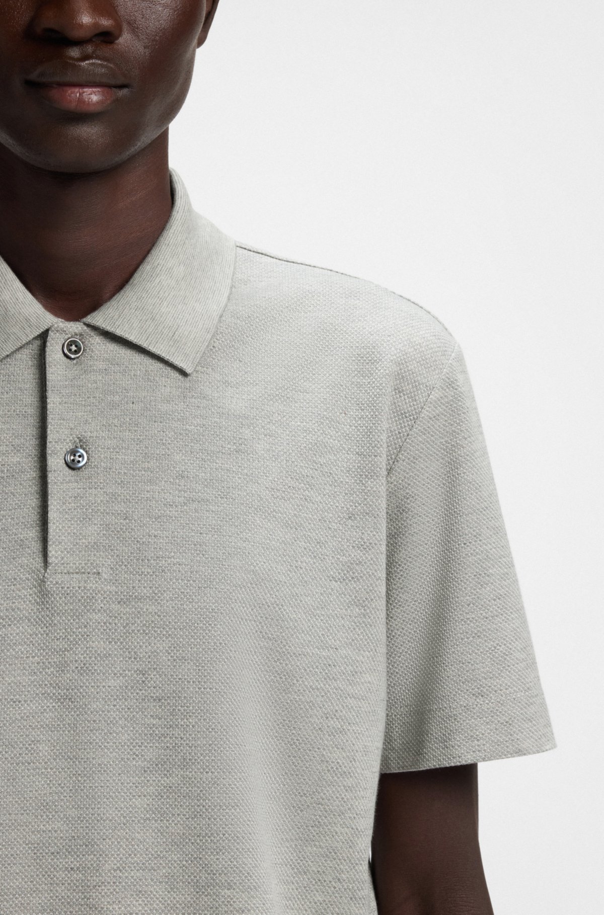 Camisa polo de algodão e seda com corte regular
