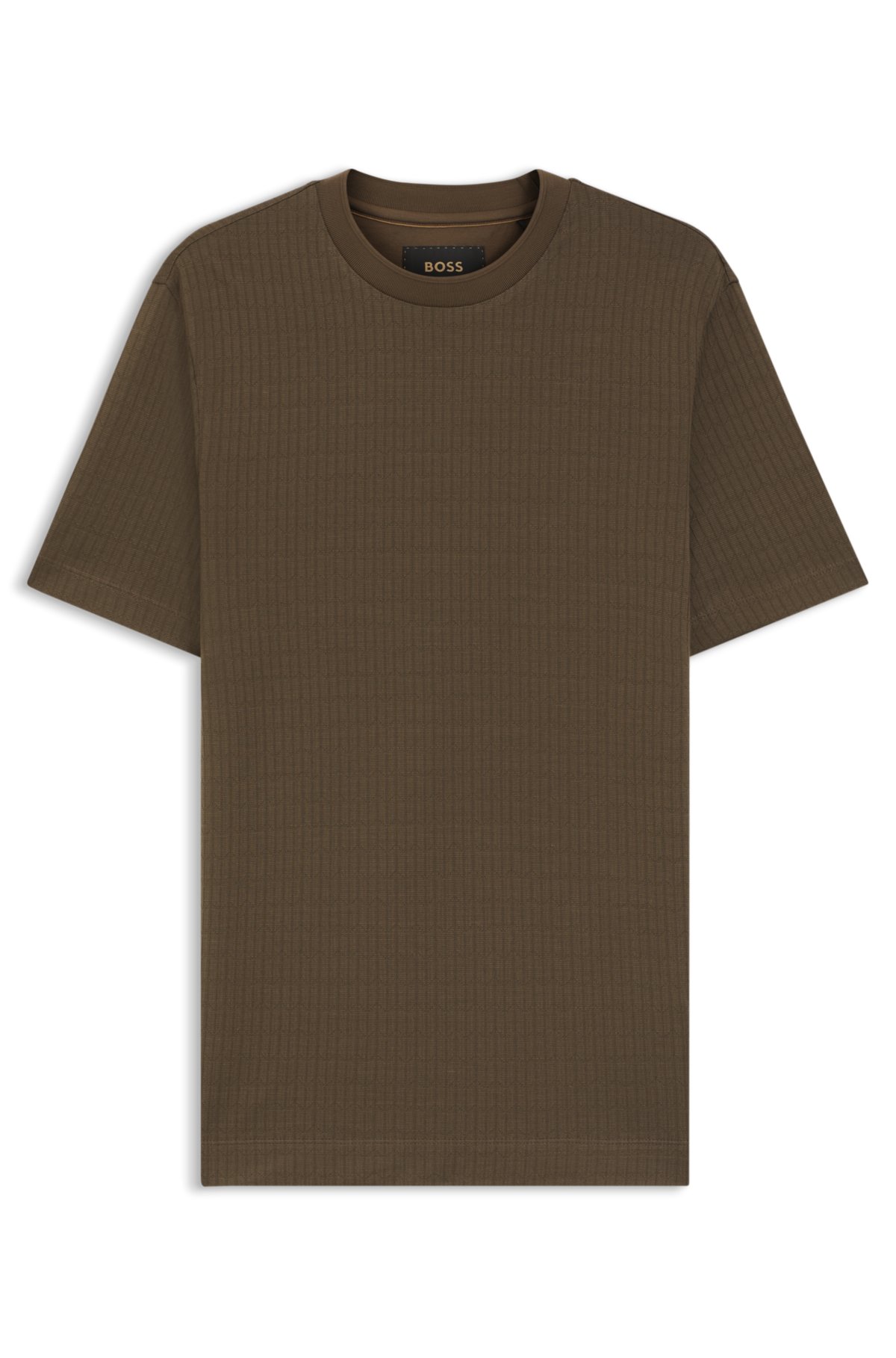 Camiseta de algodão e seda com jacquard geométrico