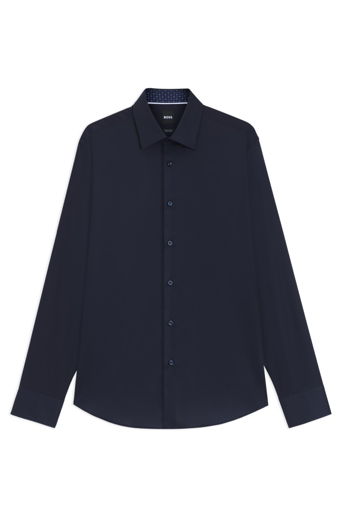 Camisa regular-fit de fácil passar em popeline de algodão