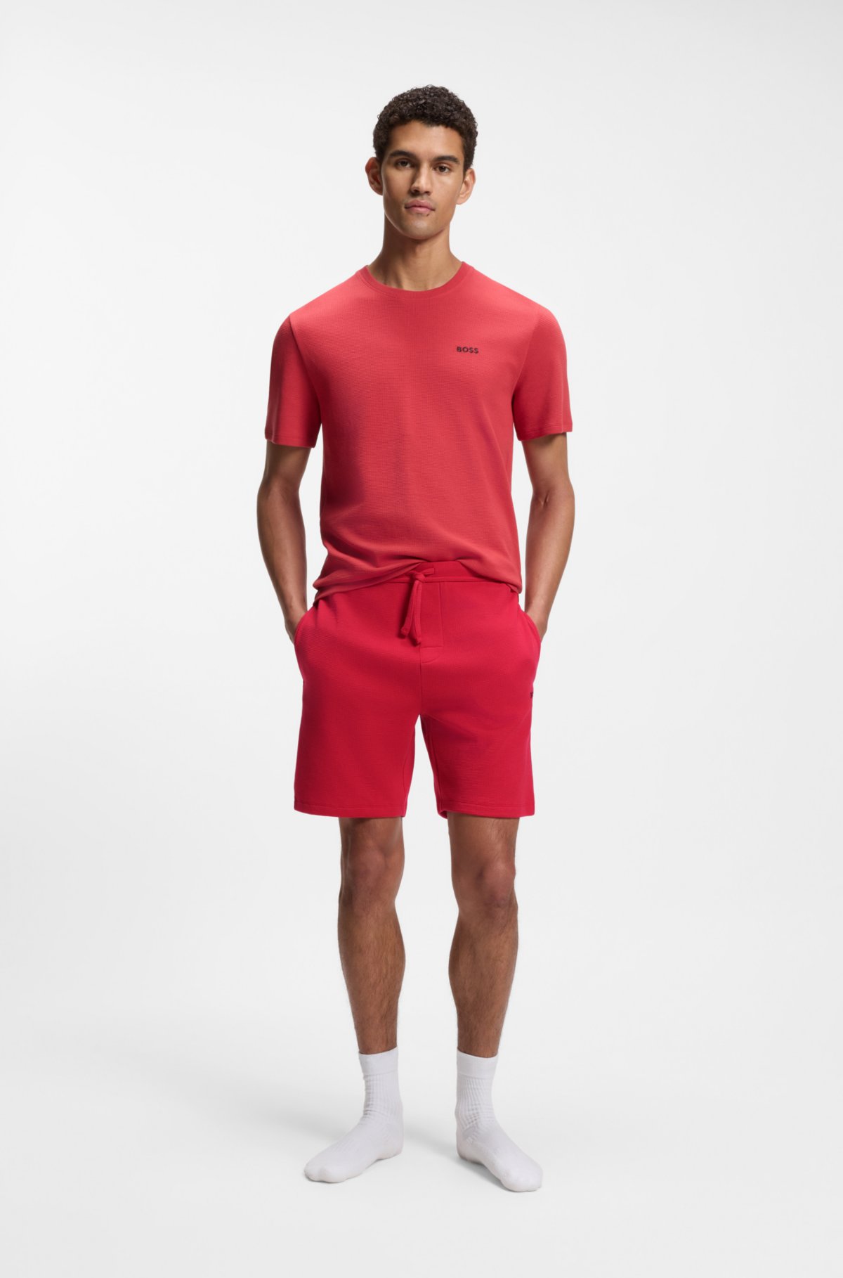Bermudas de pijama em algodão com bordado do logotipo