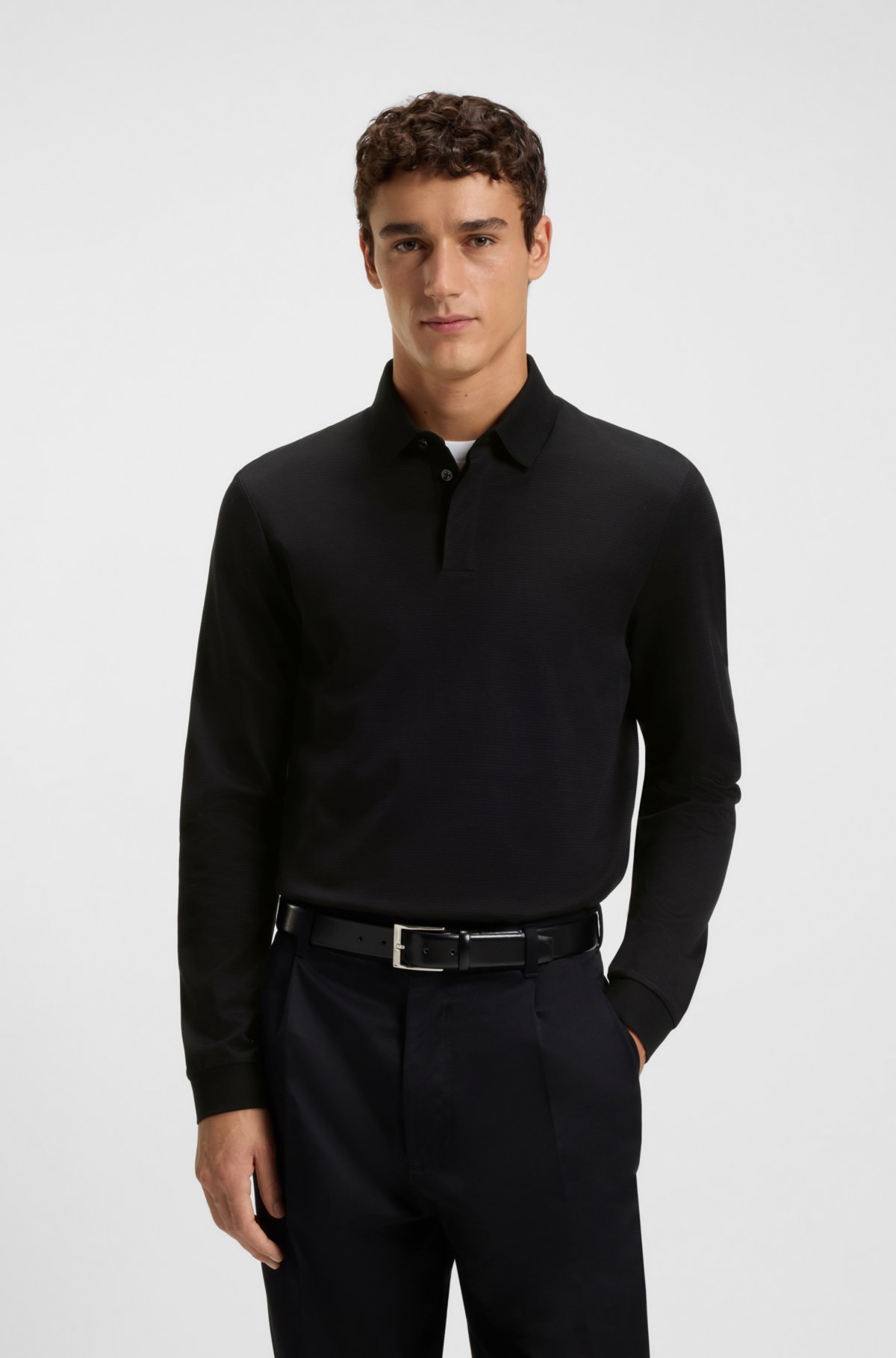 Camiseta polo de algodão mercerizado com gola simples