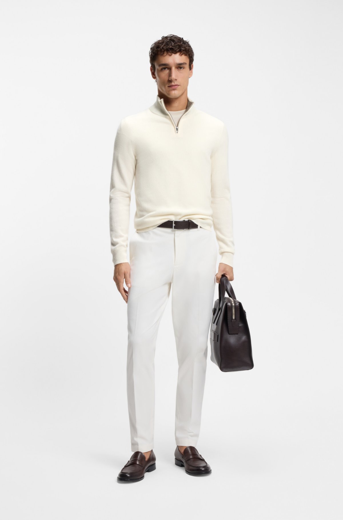 Suéter de lã e cashmere com gola de zíper
