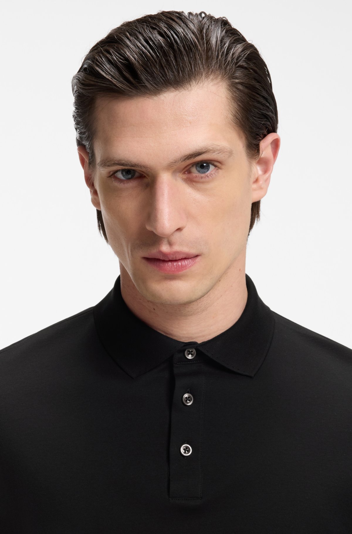 Camiseta polo com corte regular em algodão italiano mercerizado