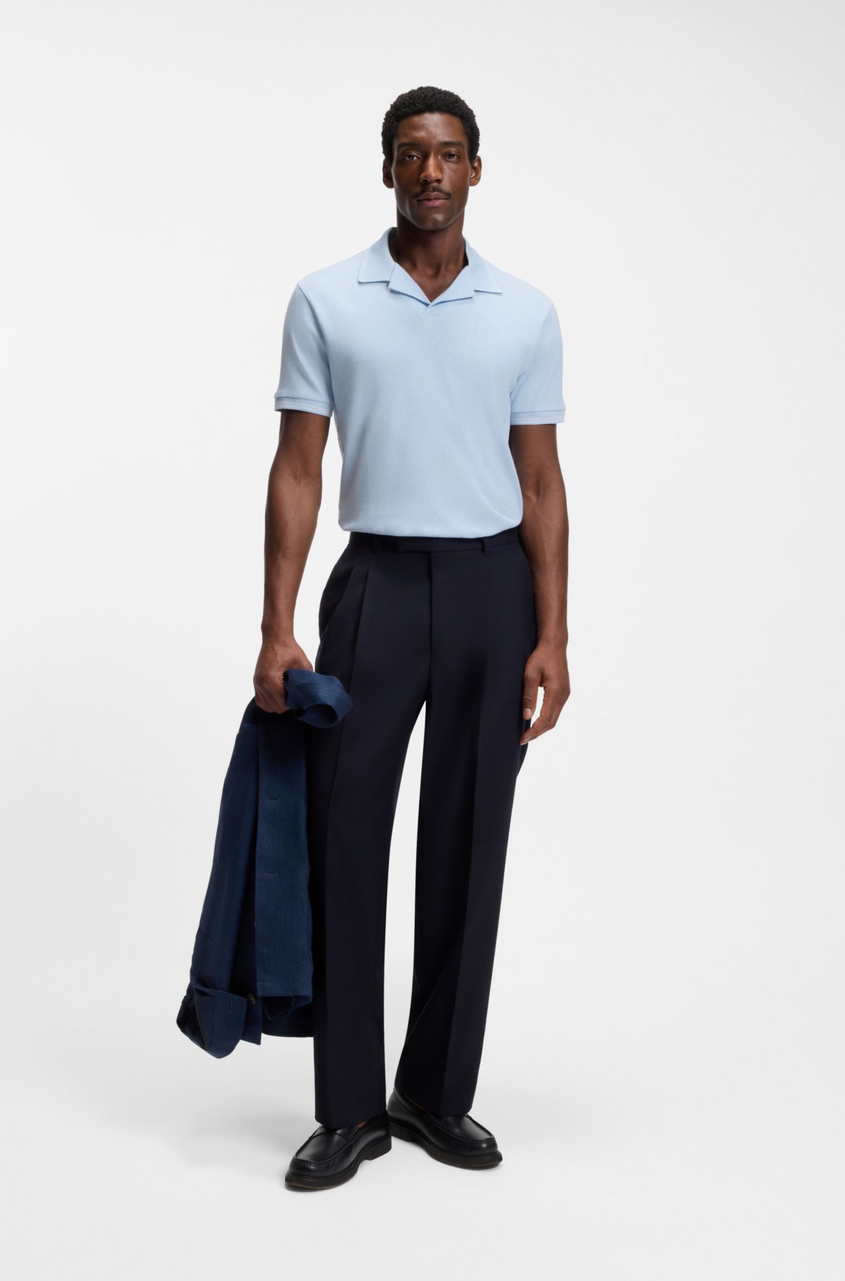 Camisola polo Johnny em algodão e linho