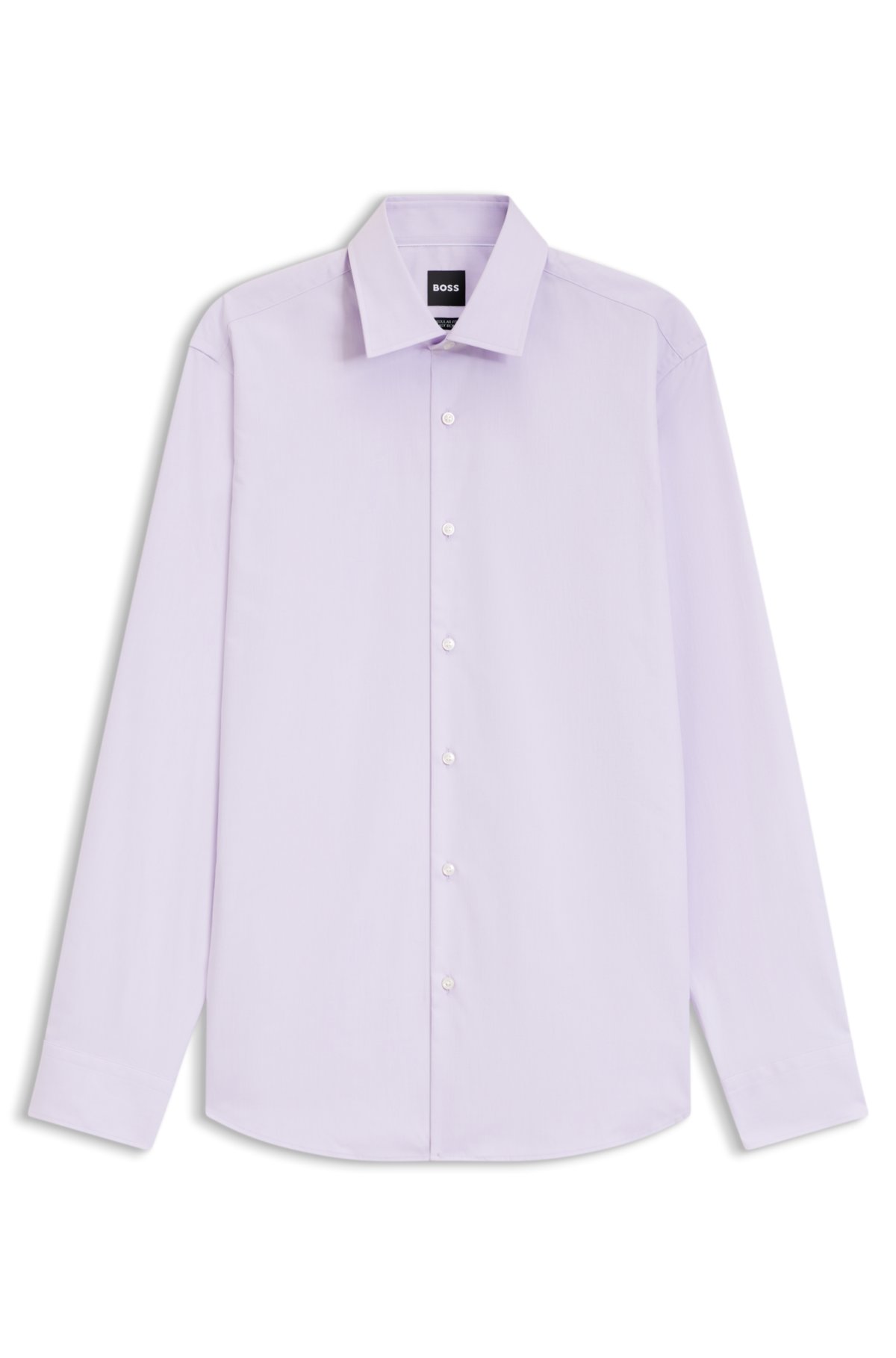 Camisa regular-fit de algodão elástico com fácil passagem