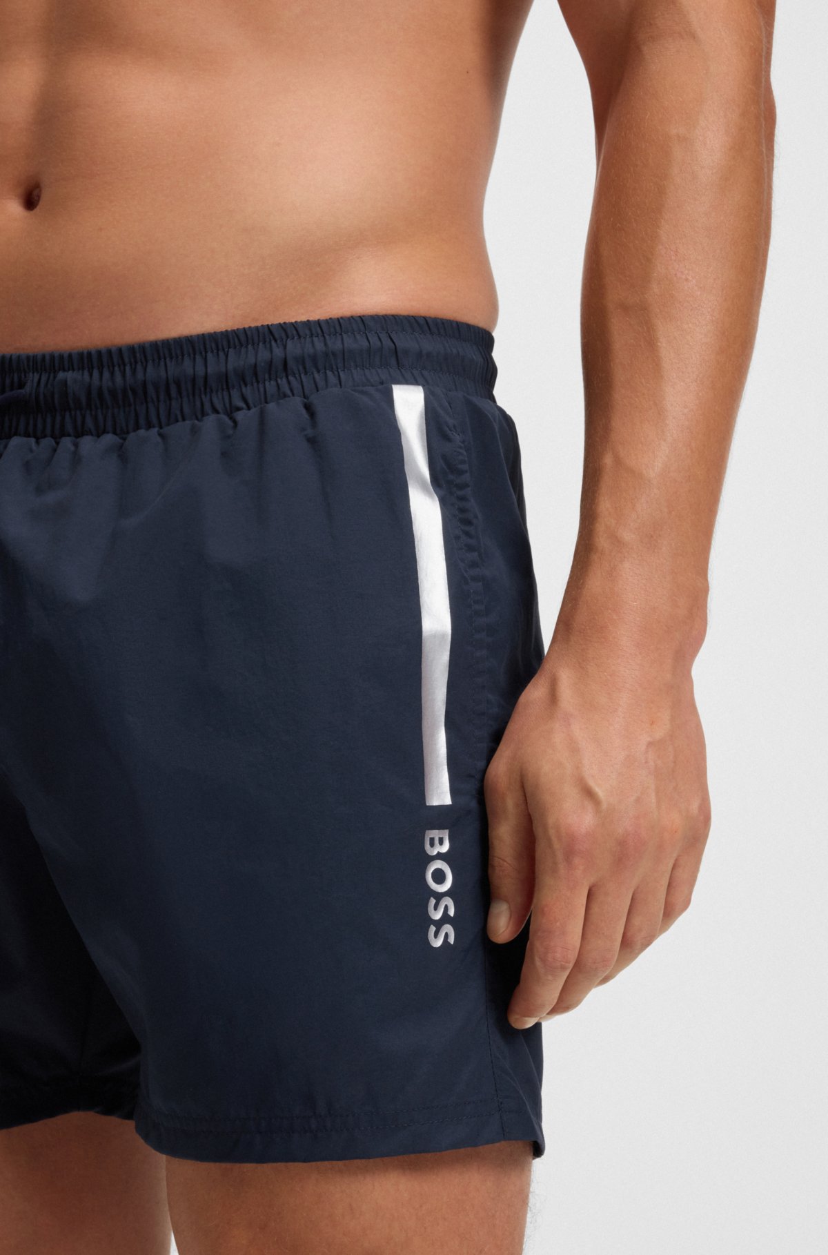 Bermudas de banho com logotipo impresso em foil