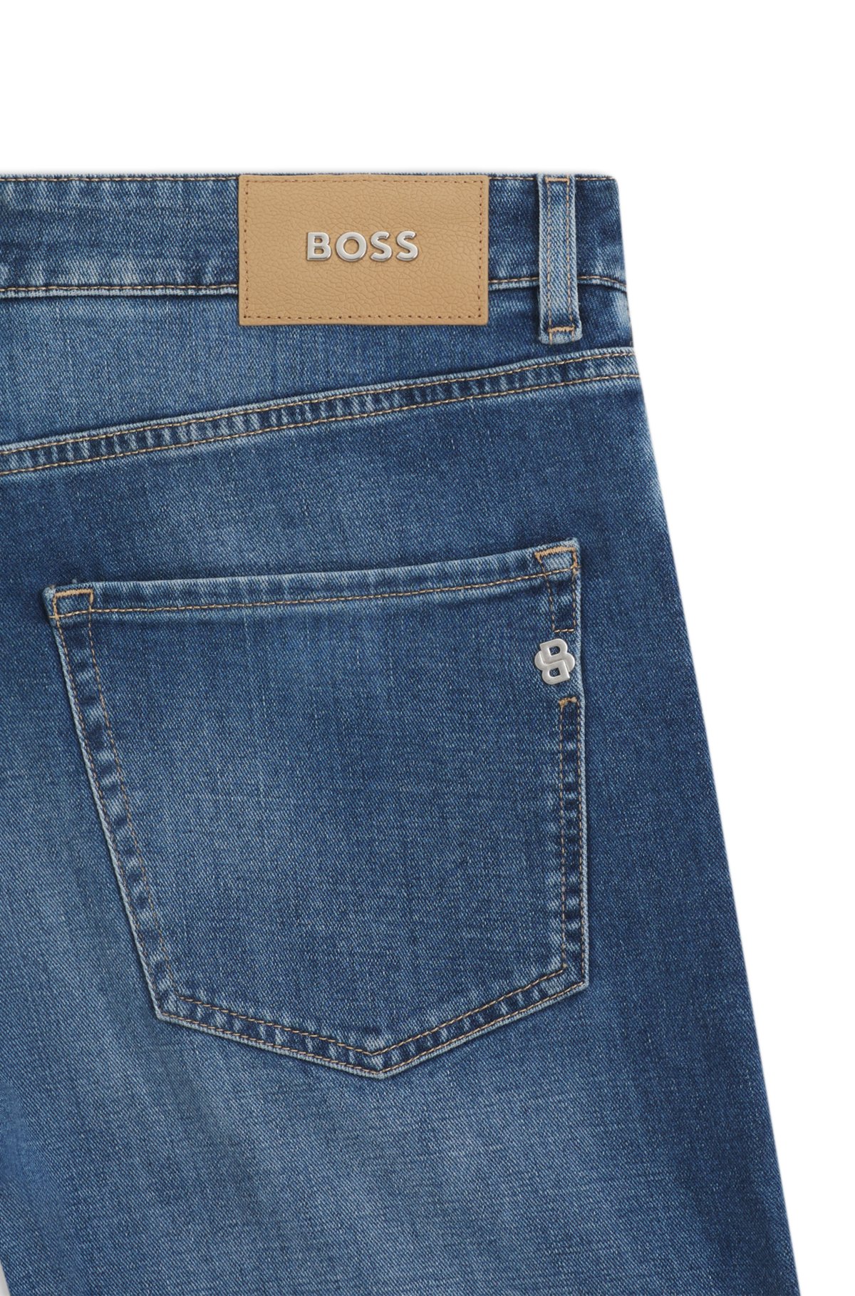 Calças jeans masculinas Maine blue, corte regular em denim com elastano confortável