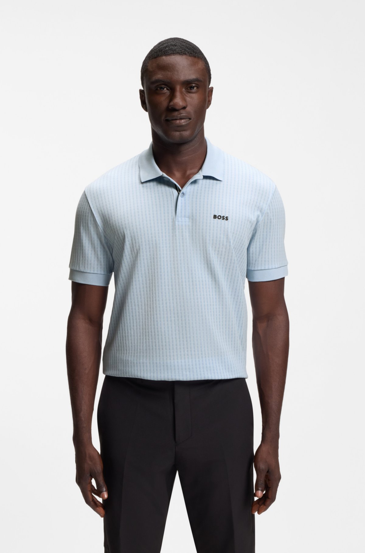 Camiseta masculina de piqué de algodão com estampa em toda a peça