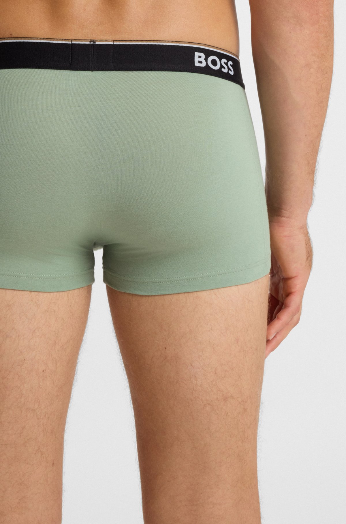 Conjunto de três cuecas de algodão elástico com cintas com logotipo