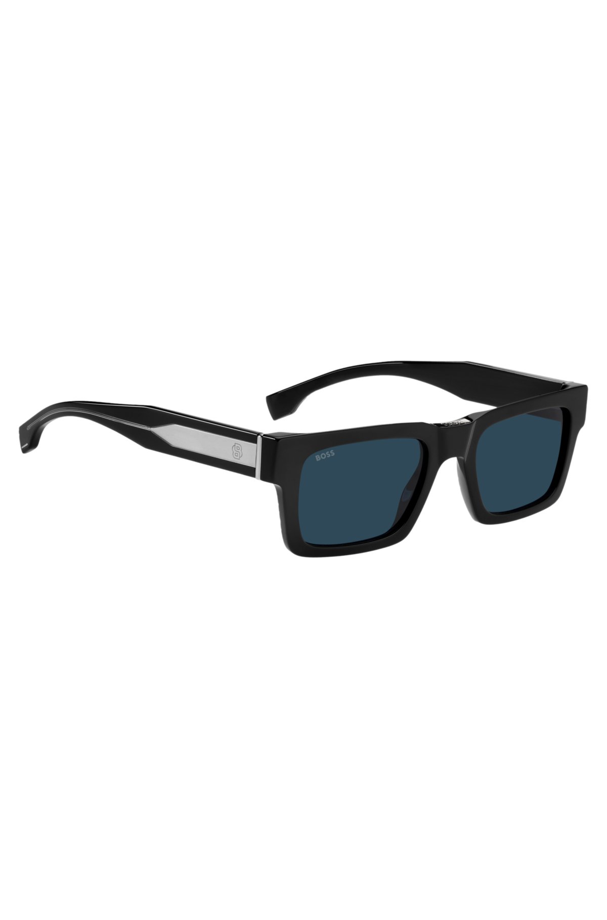 Óculos de sol pretos em acetato com monograma Double B