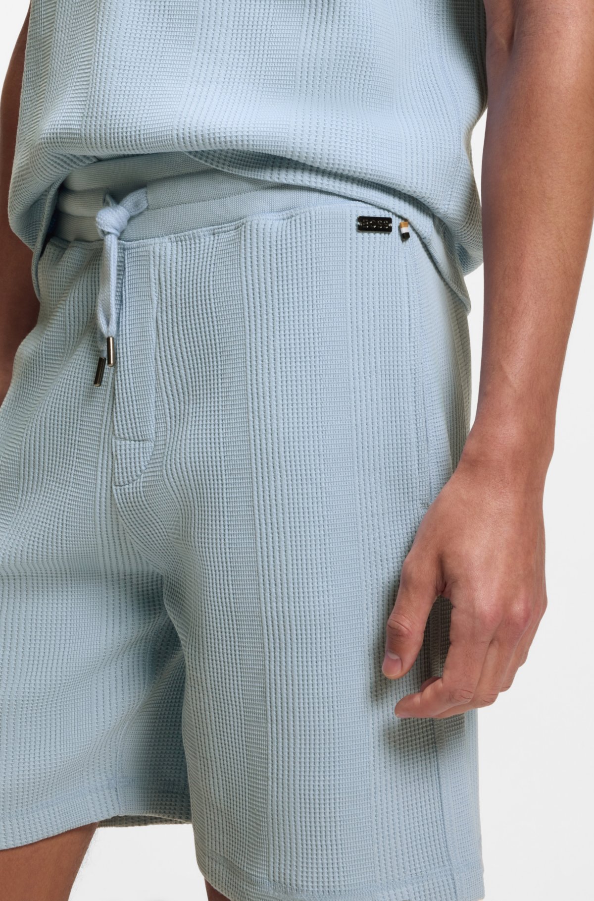 Bermudas de algodão com textura waffle