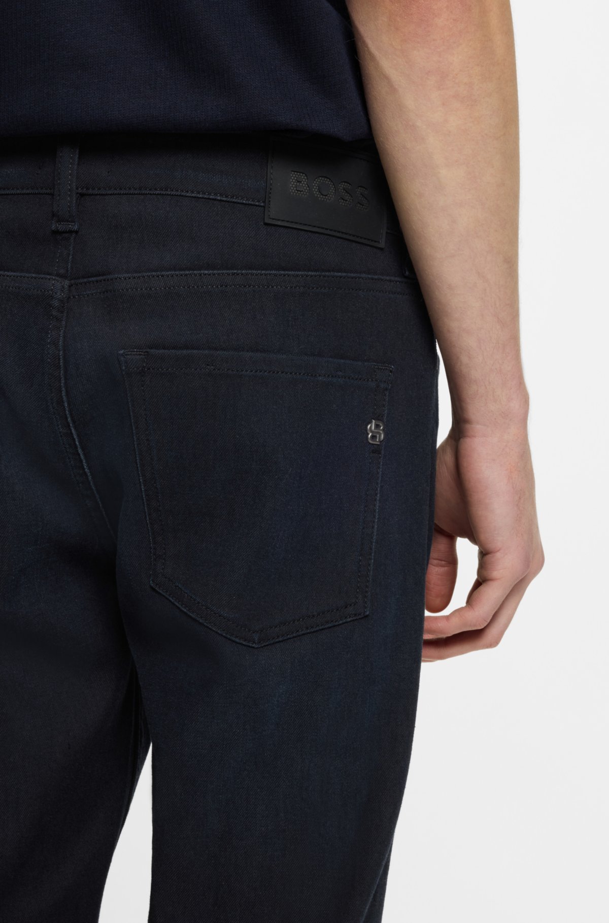 Calças jeans slim-fit azul Delaware em denim tricotado