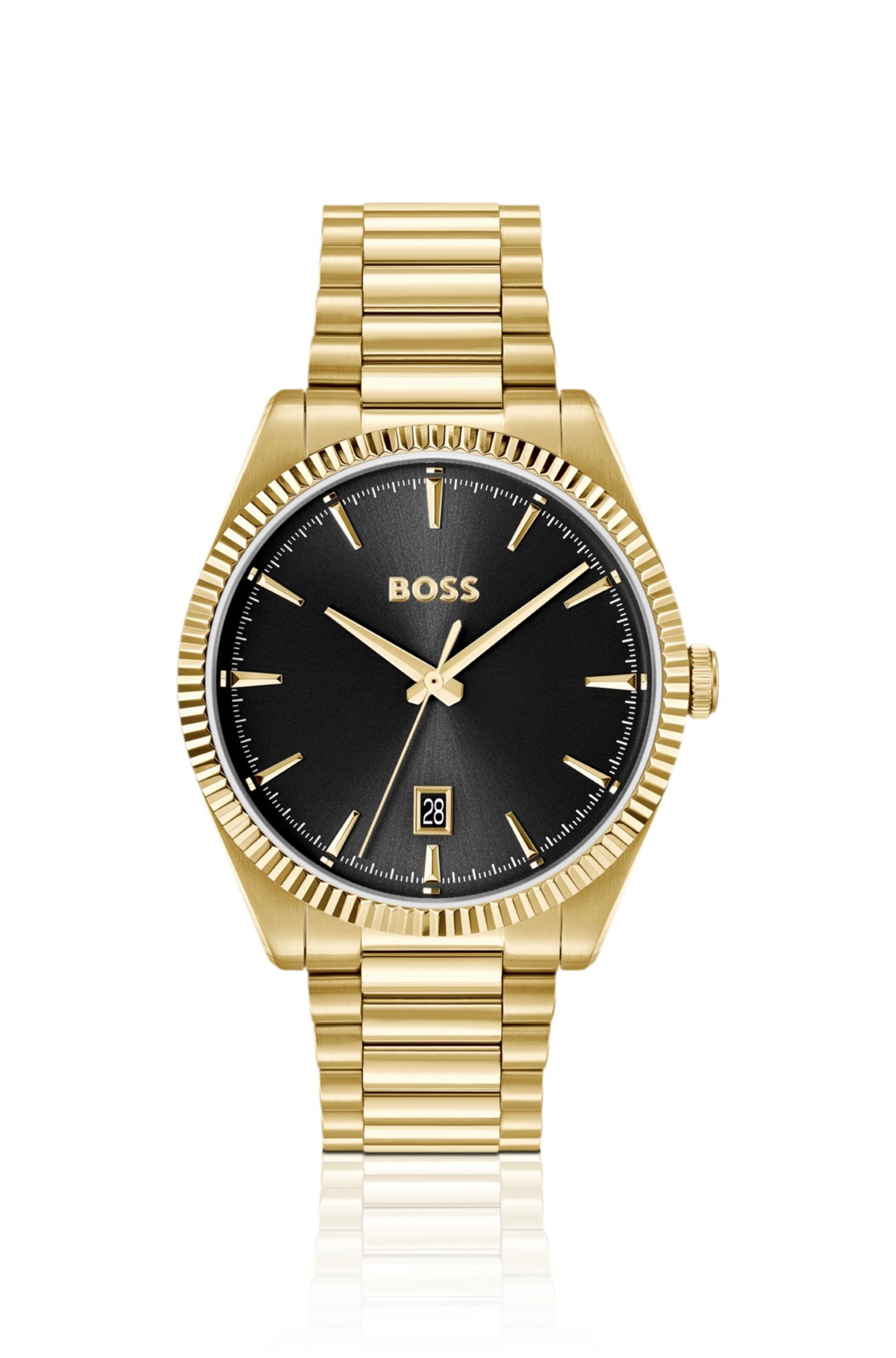 Relógio dourado Cheswick com bisel entalhado