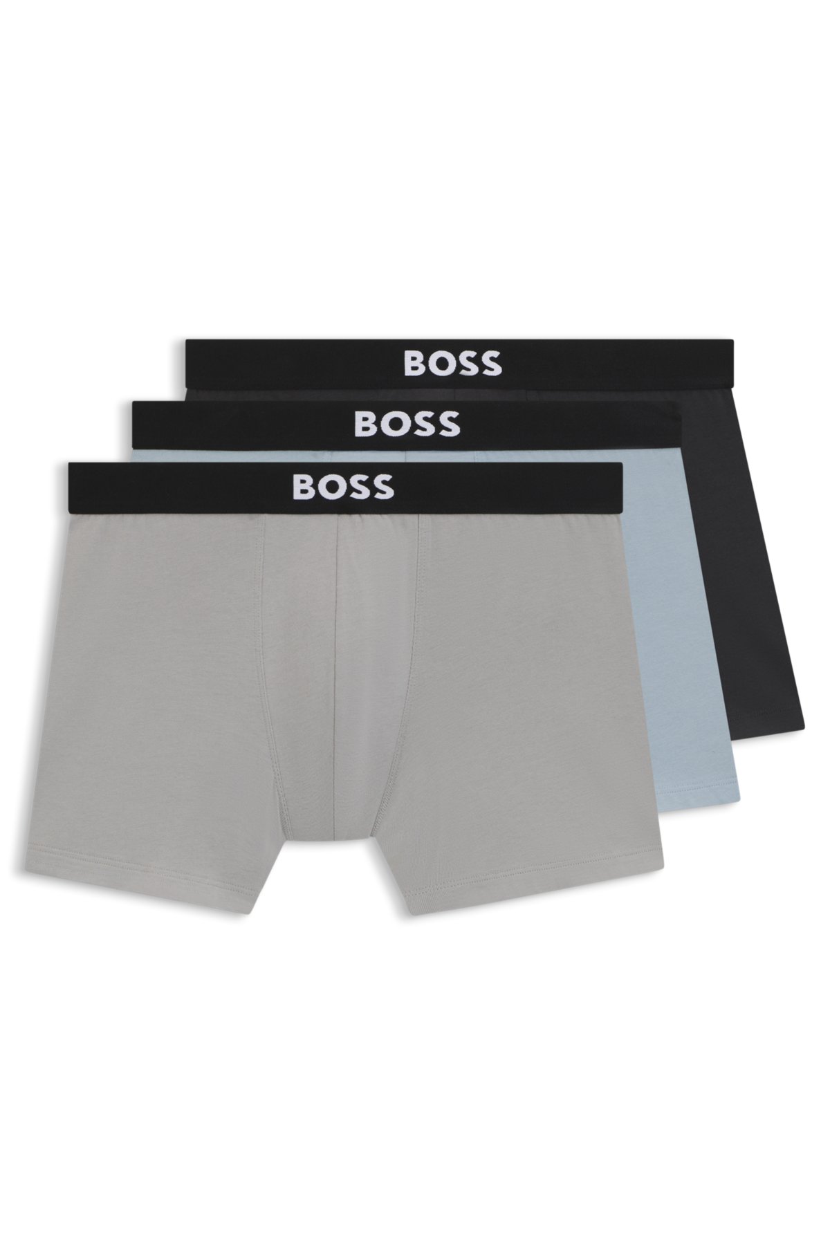 Conjunto de três calcinhas boxer em algodão elástico Conjunto de três calcinhas boxer em algodão elástico
