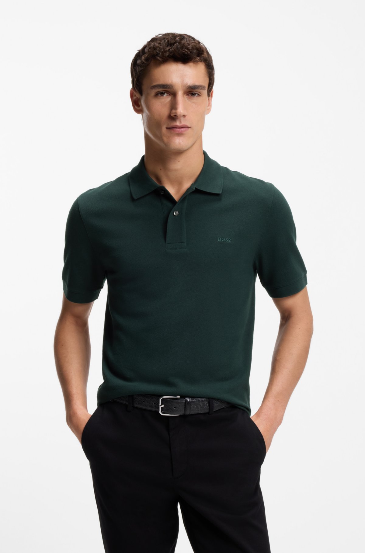 Camisola polo Pallas em algodão piqué com logotipo bordado