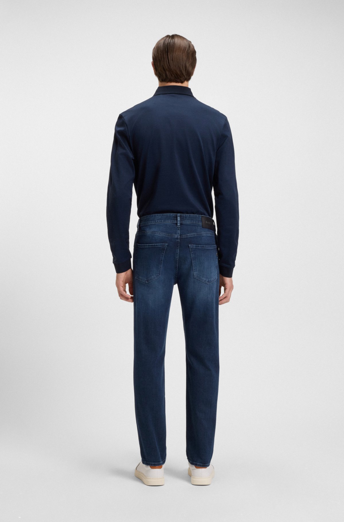 Calças jeans masculinas Maine blue, corte regular em denim com toque suave