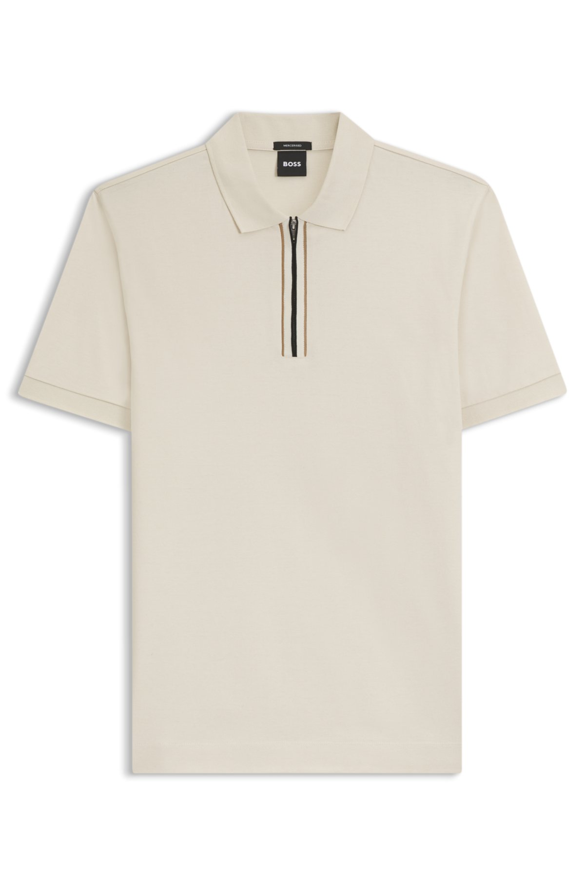 Camisa polo com botão de zíper em algodão mercerizado