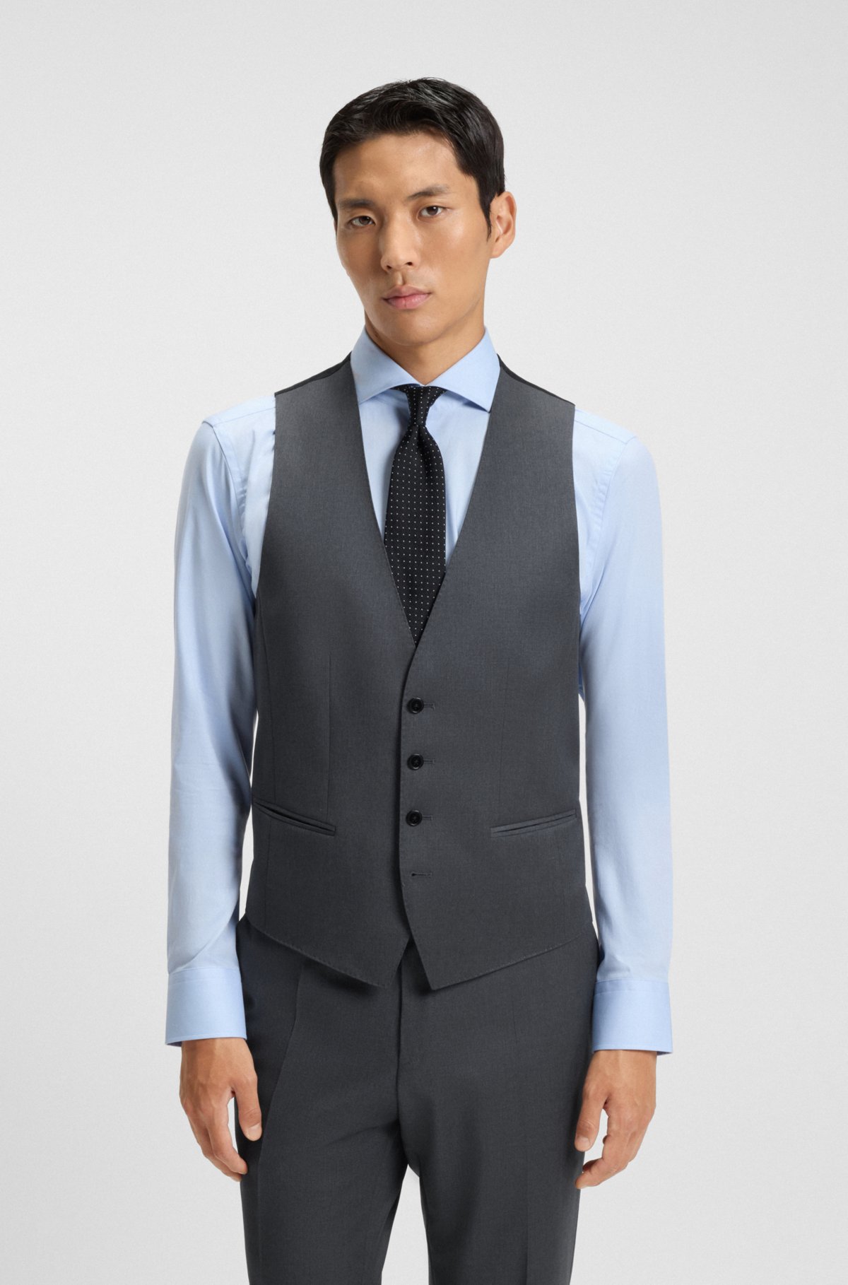 Colete slim-fit em tecido de lã virgem