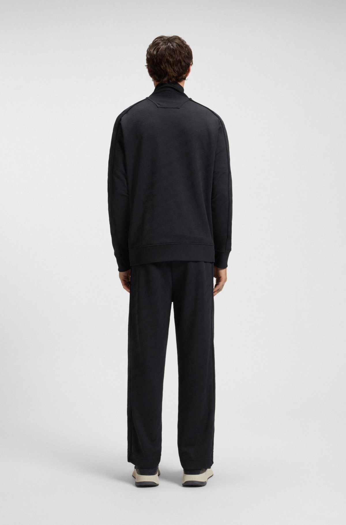Sweatshirt de malha jacquard com zíper e corte regular