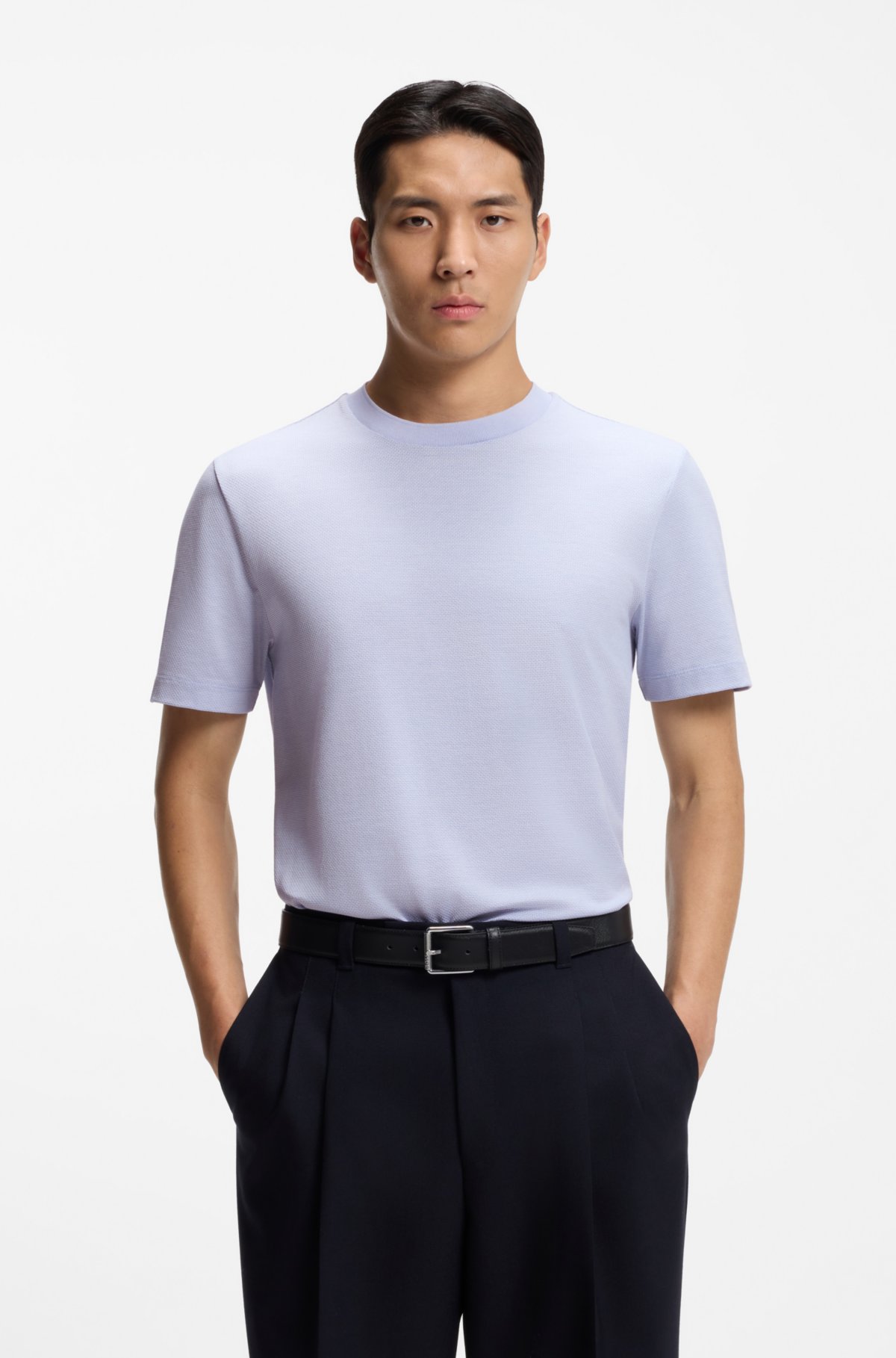 Camiseta de malha com estrutura de bolhas em algodão