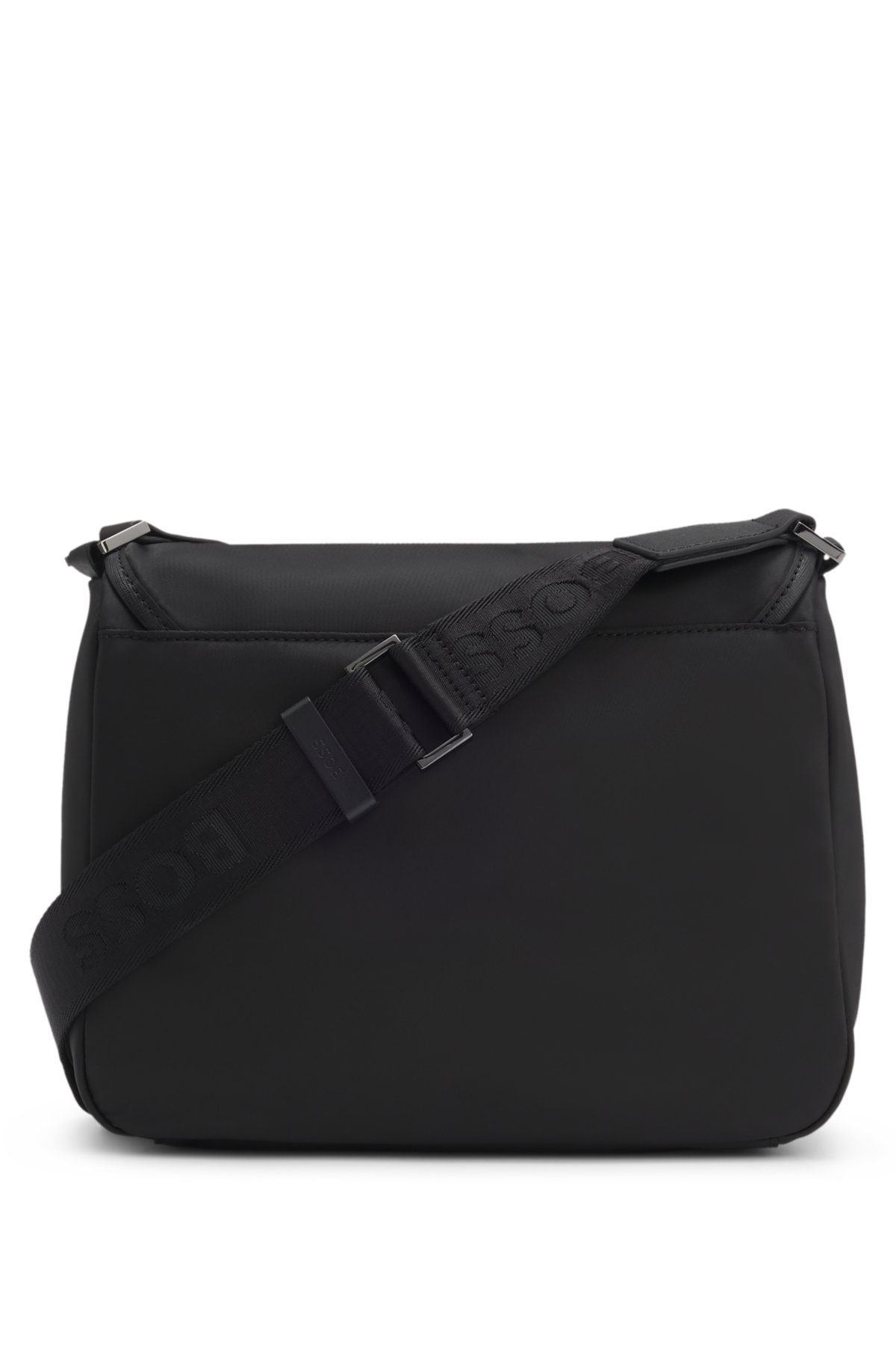 Bolsa de ombro cruzado em tecido twill com monograma Double B