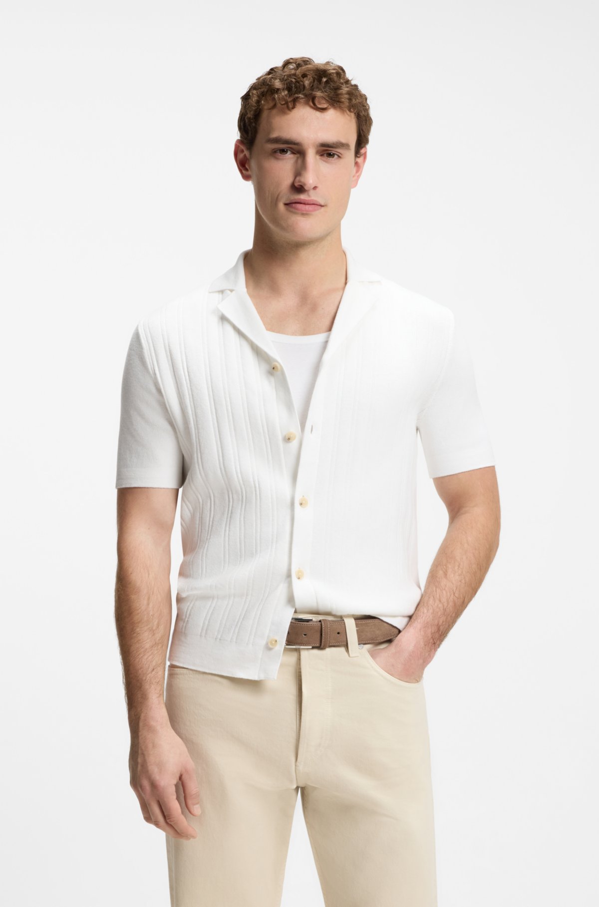 Camisa BOSS Selected por Shohei Ohtani em algodão estruturado