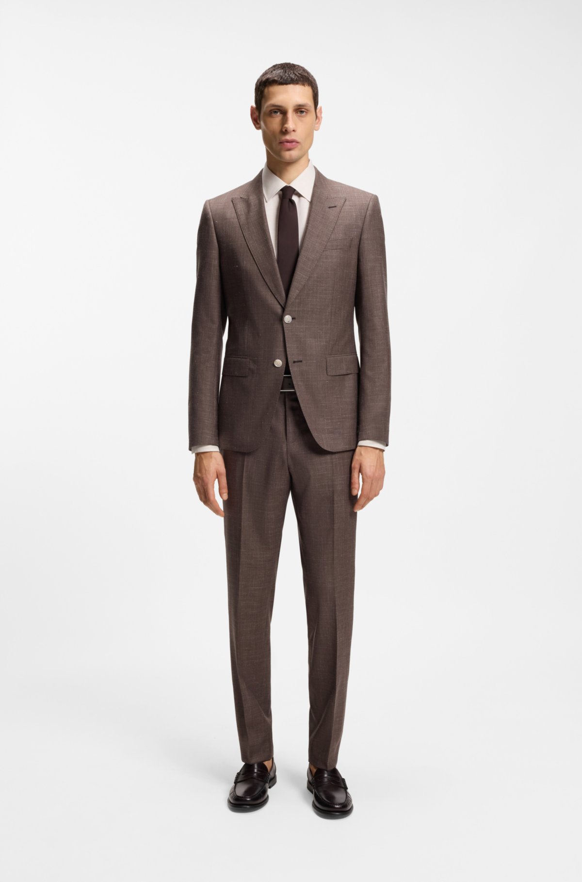 Camisa slim-fit em tecido linho misto