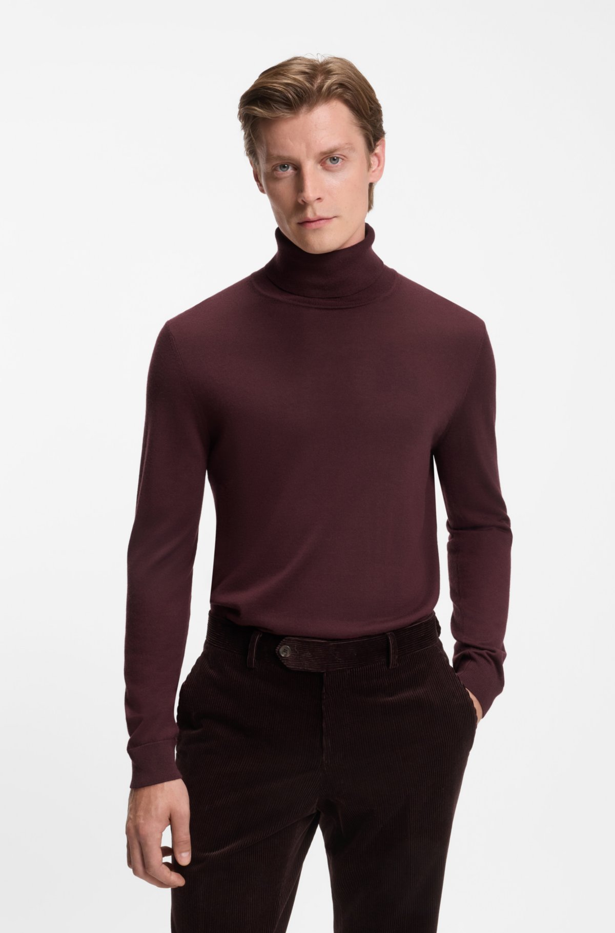 Pulôver BECKHAM x BOSS com gola rollneck em cashmere