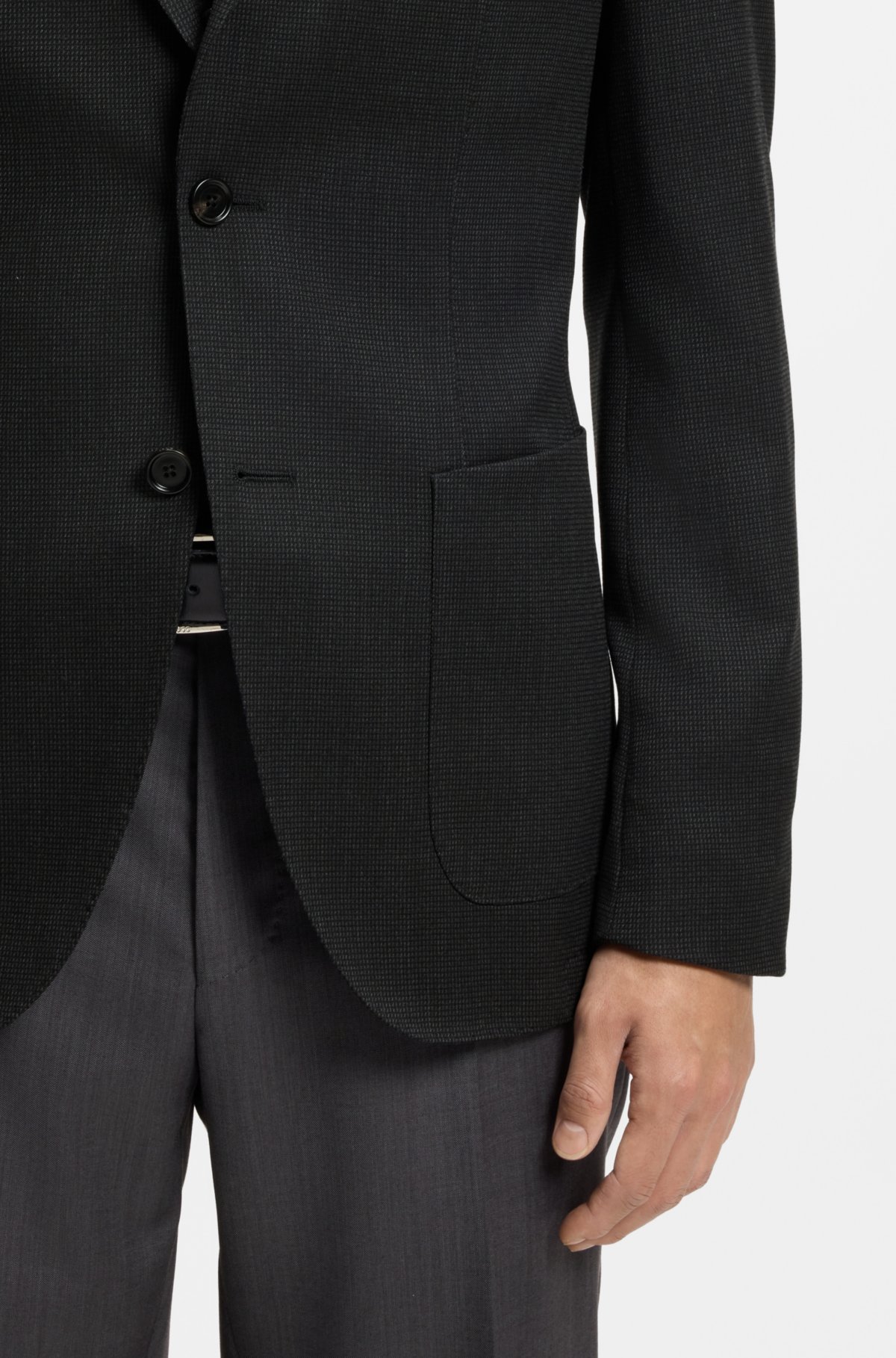 Jaqueta slim-fit em lã virgem e seda