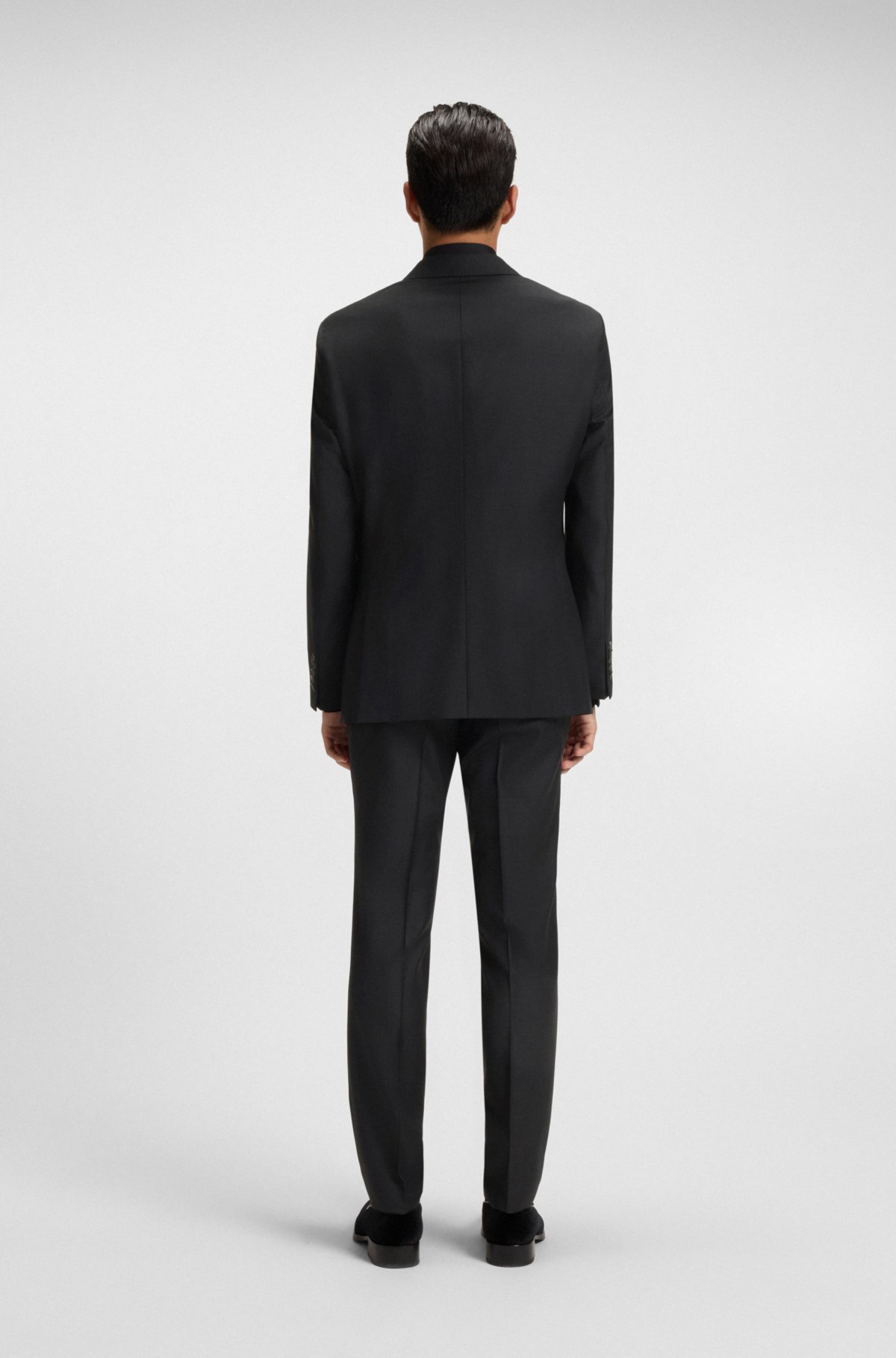 Jaqueta slim-fit em lã elástica