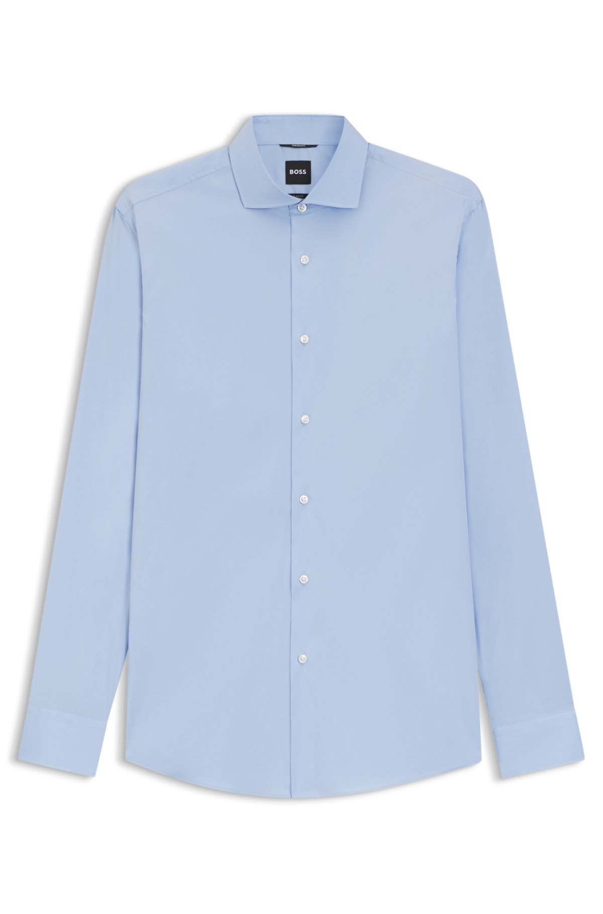 Camisa slim-fit de algodão com acabamento anti-amarrotar