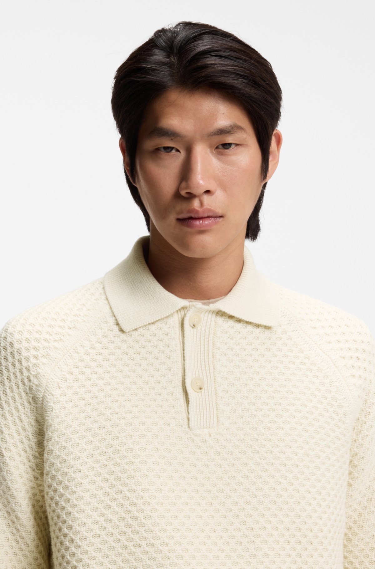 Pulôver de gola polo em cashmere