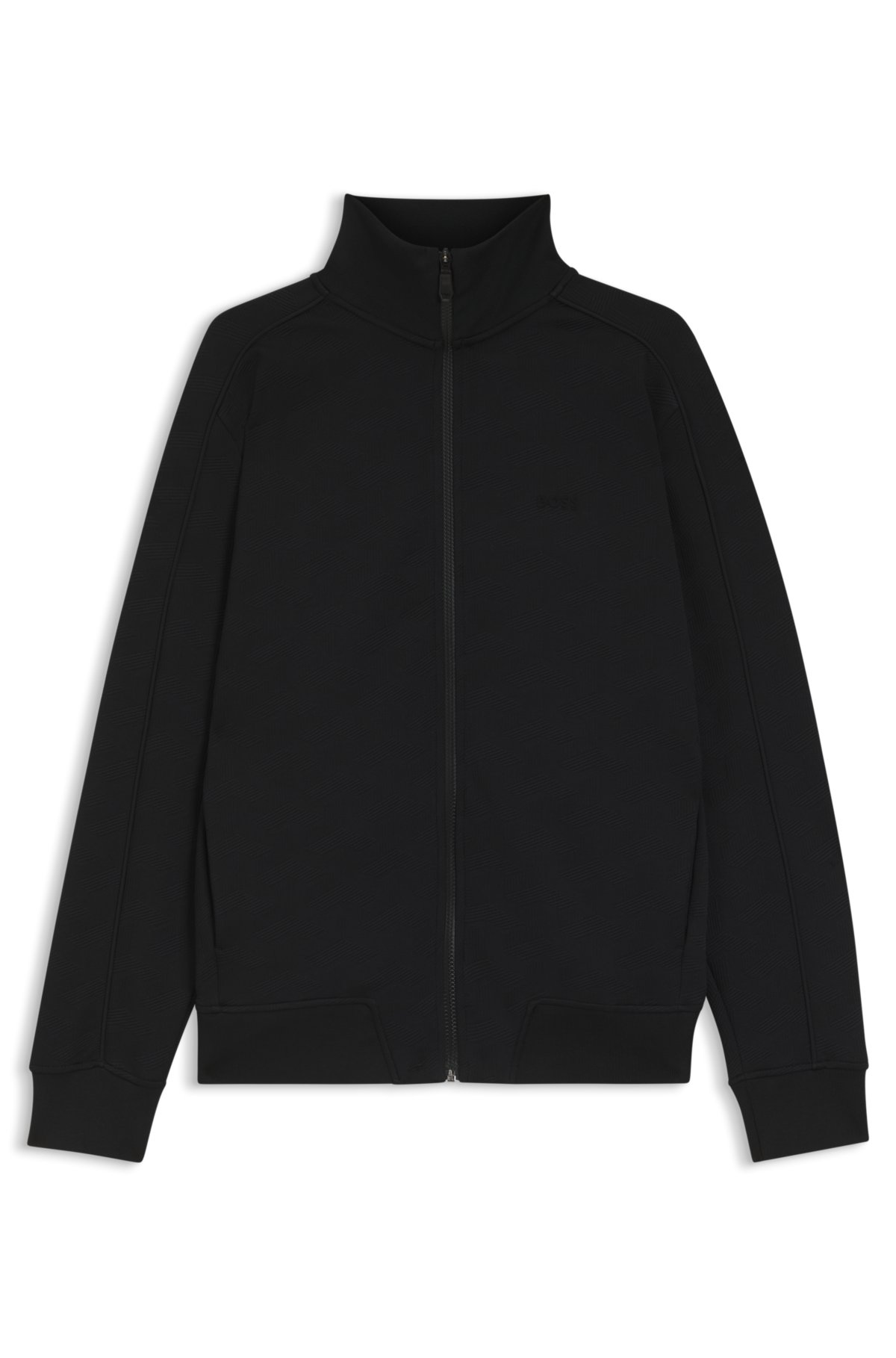 Sweatshirt de malha jacquard com costura em zíper e corte regular