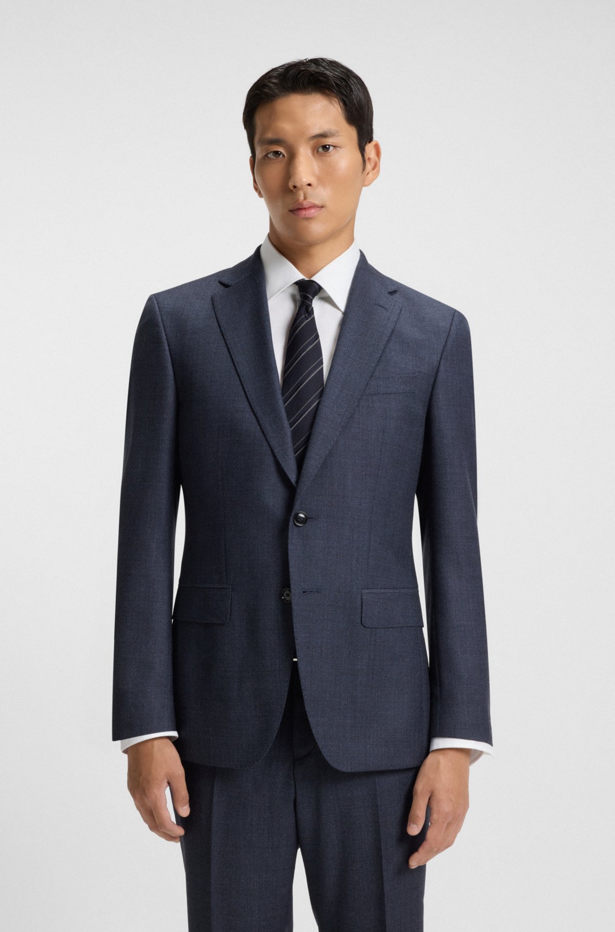 Jaqueta slim-fit com padrão microscópico em lã virgem