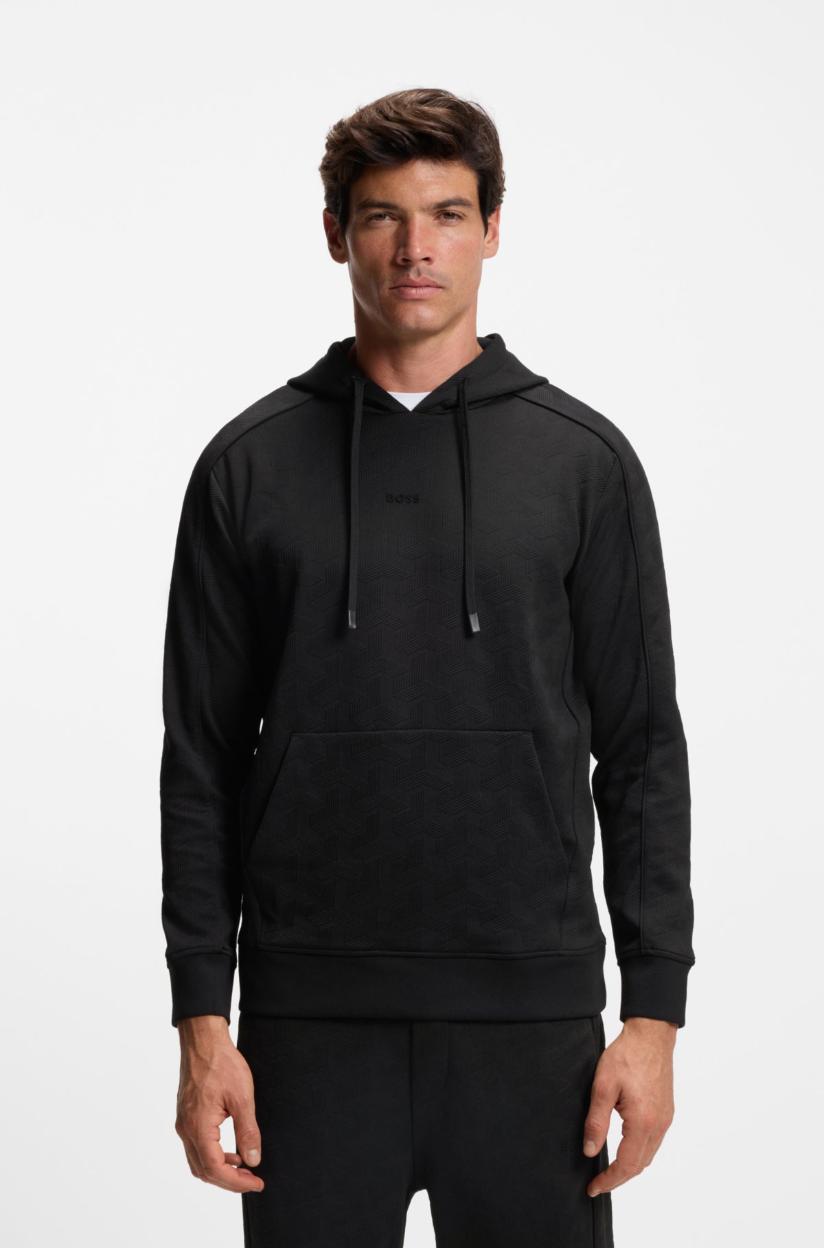 Casaco de moletom com jacquard em formato de retalhos com corte regular