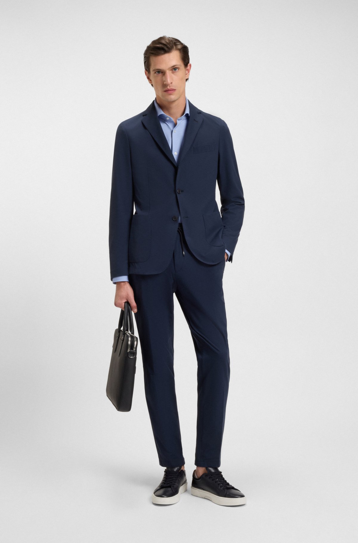 Camisa slim-fit em malha estruturada de desempenho elástico